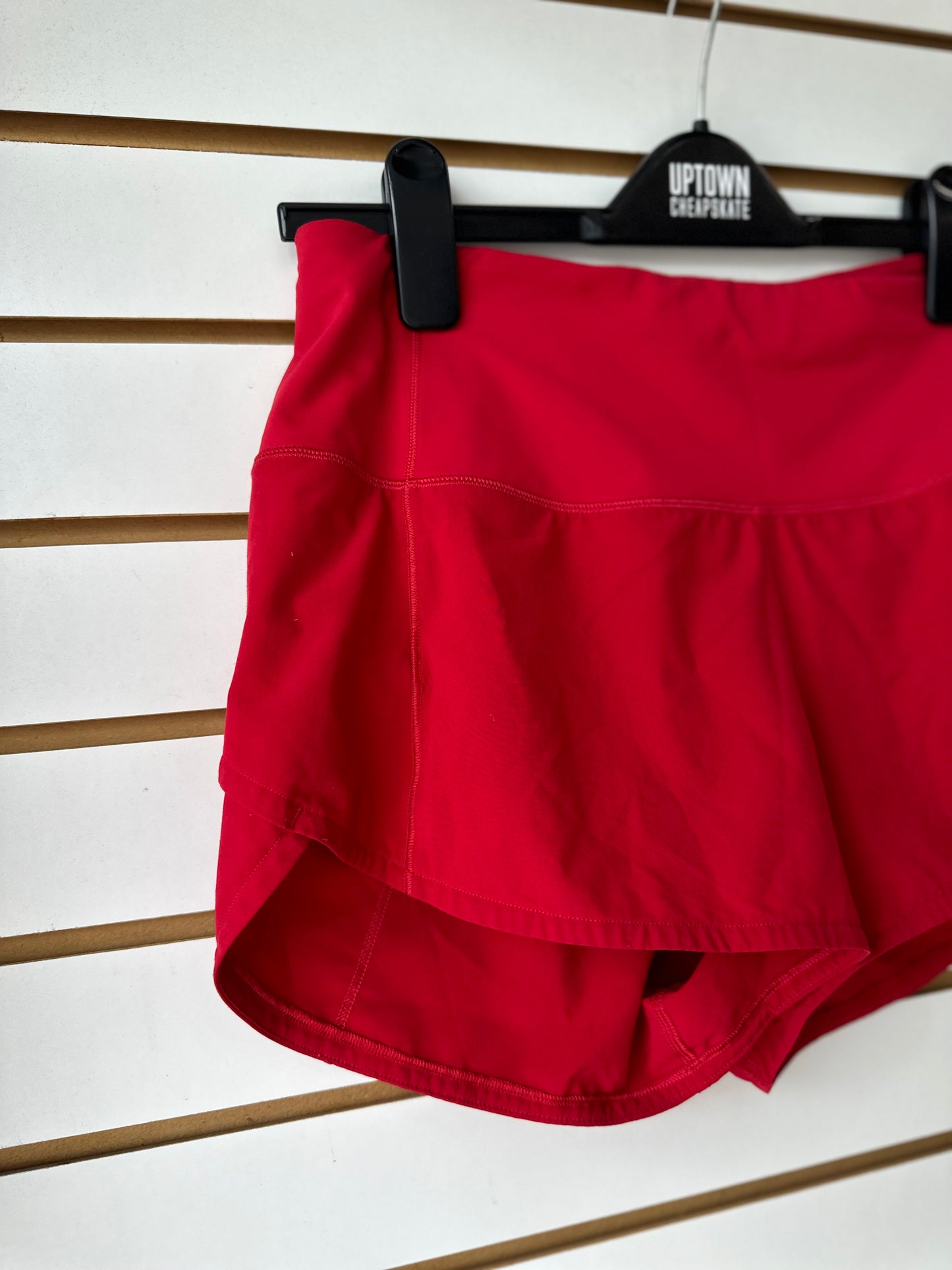 Lululemon red speed up shorts size 4