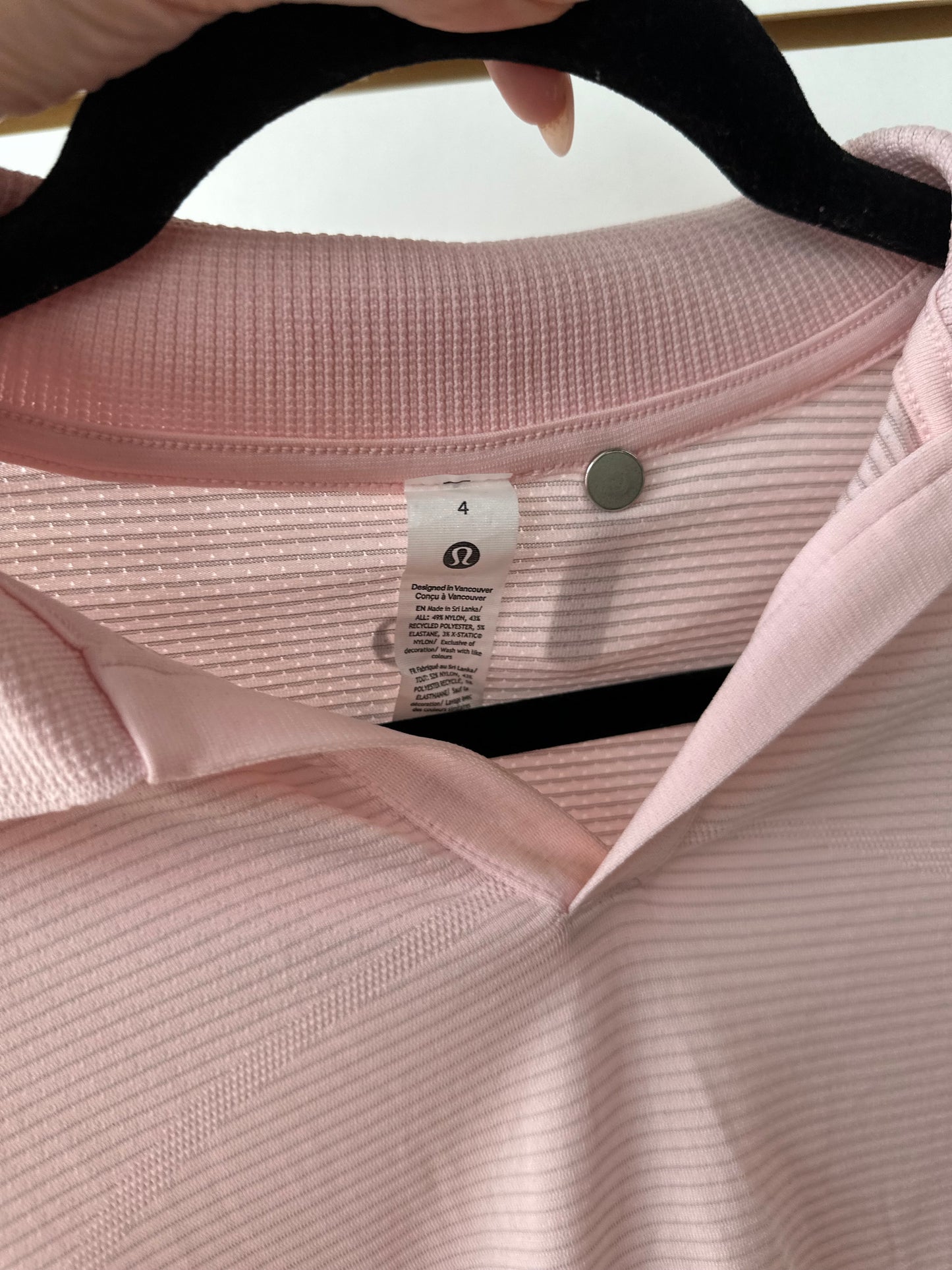 Lululemon swiftly tech cropped polo tee light pink size 4