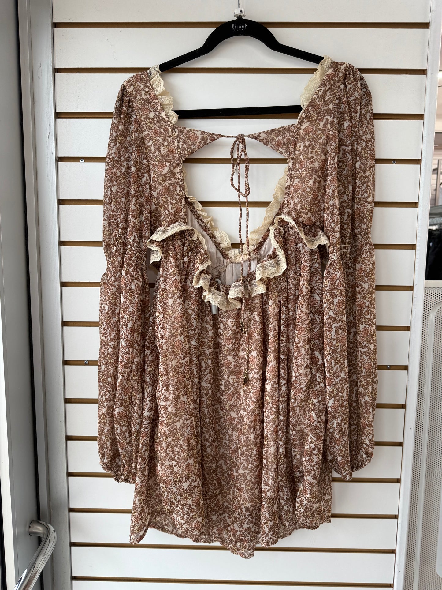 Free People Pennie printed babydoll mini dress size medium