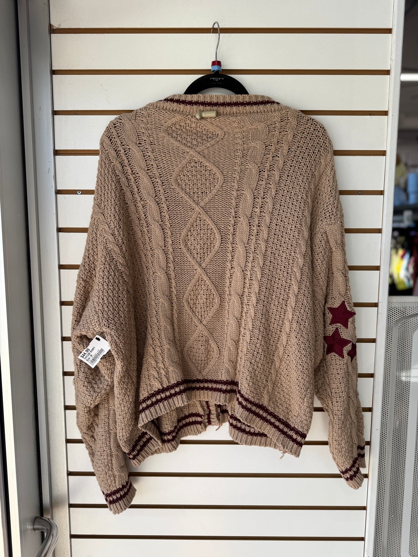Taylor Swift Folklore tan maroon cardigan size M/L holiday edition