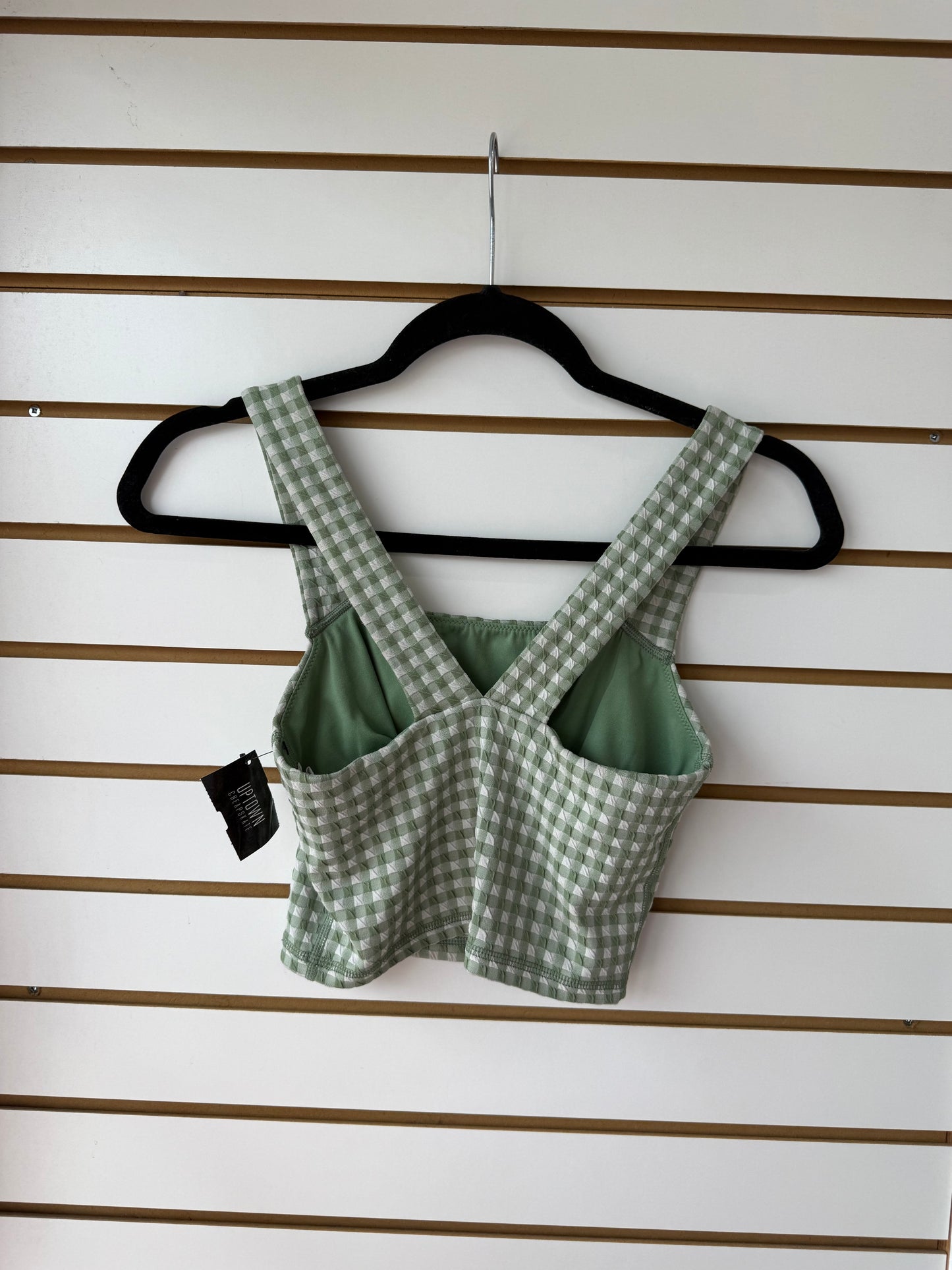 Aerie green checkered cropped tank size small