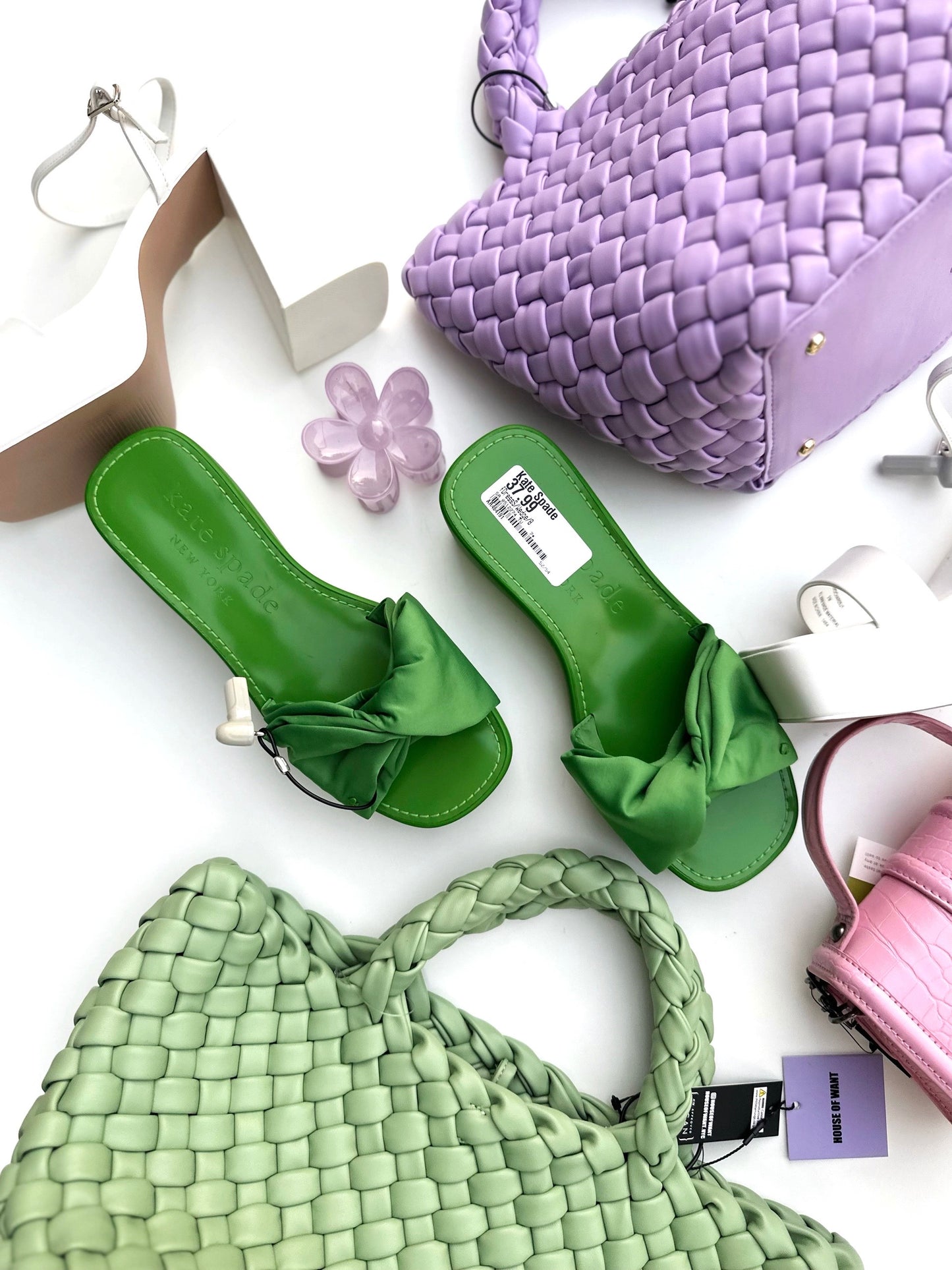Kate Spade green Bikini Bow platform wedge size 8
