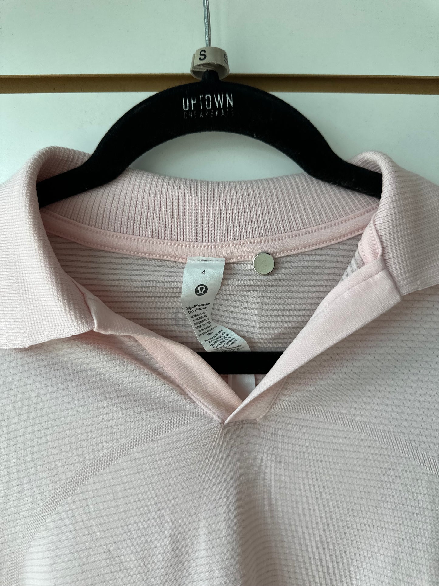 Lululemon swiftly tech cropped polo tee light pink size 4