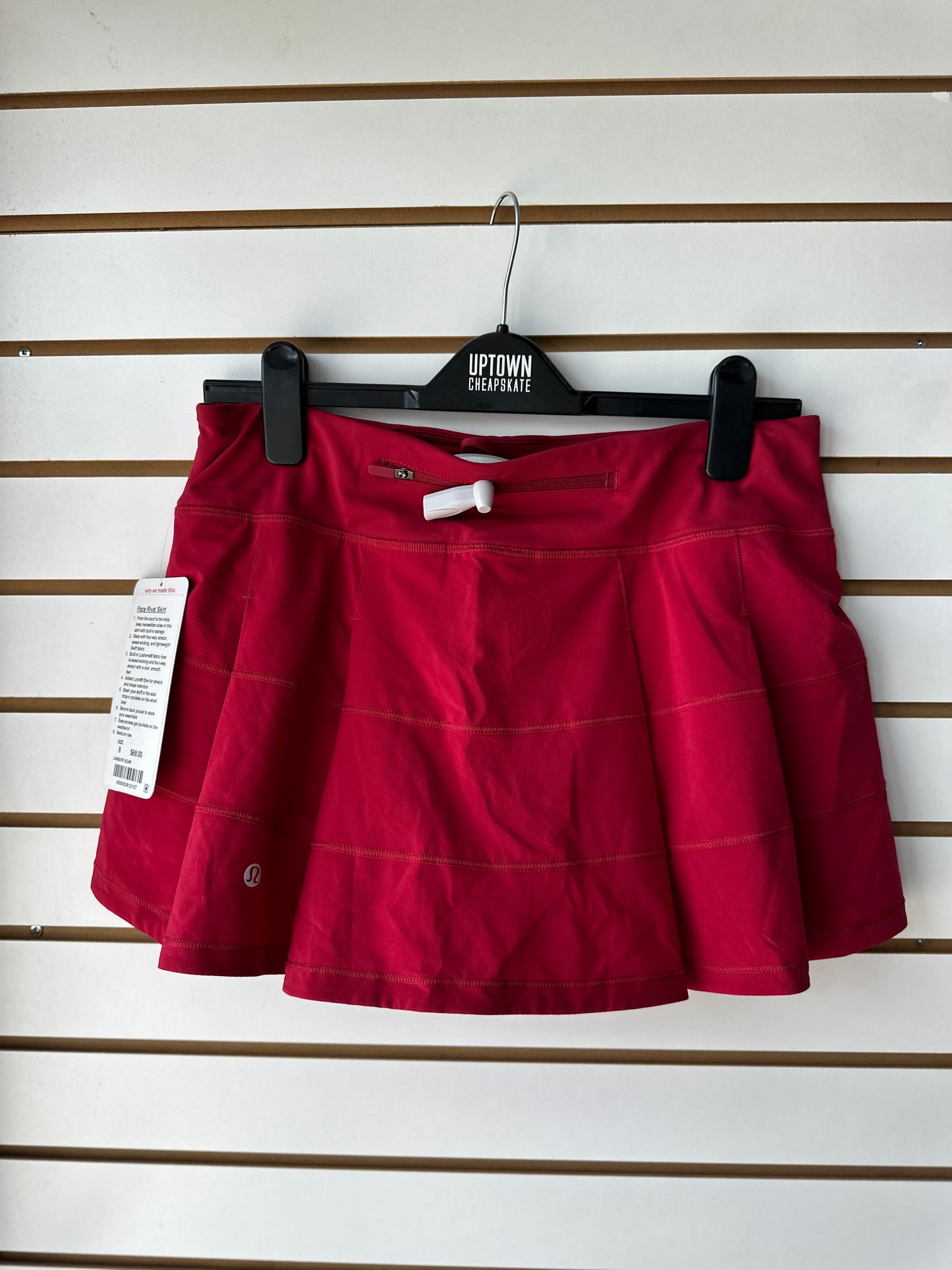 NWT Lululemon red pace rival skort size 8