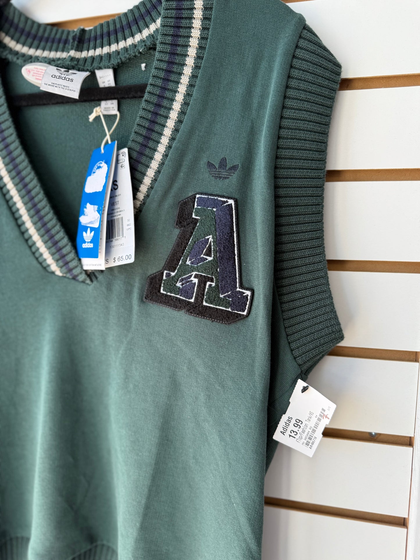 NWT Adidas green 50 anniversary sweater vest size XS (oversized)