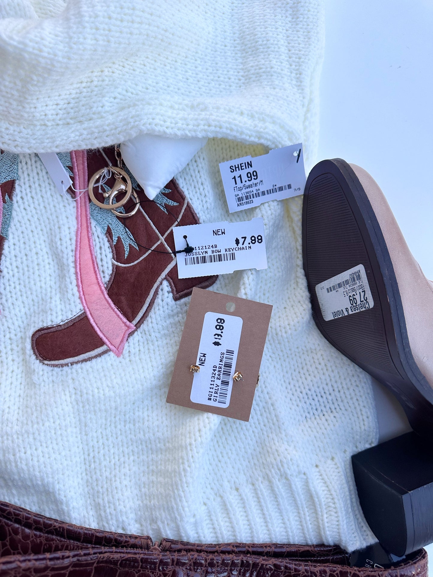 Shein boots & bow sweater size med