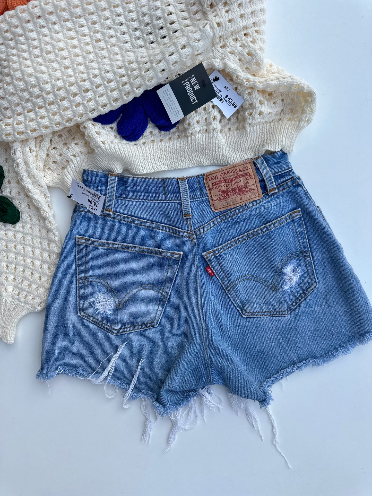 Levi’s 501 distressed cutoff shorts (S)