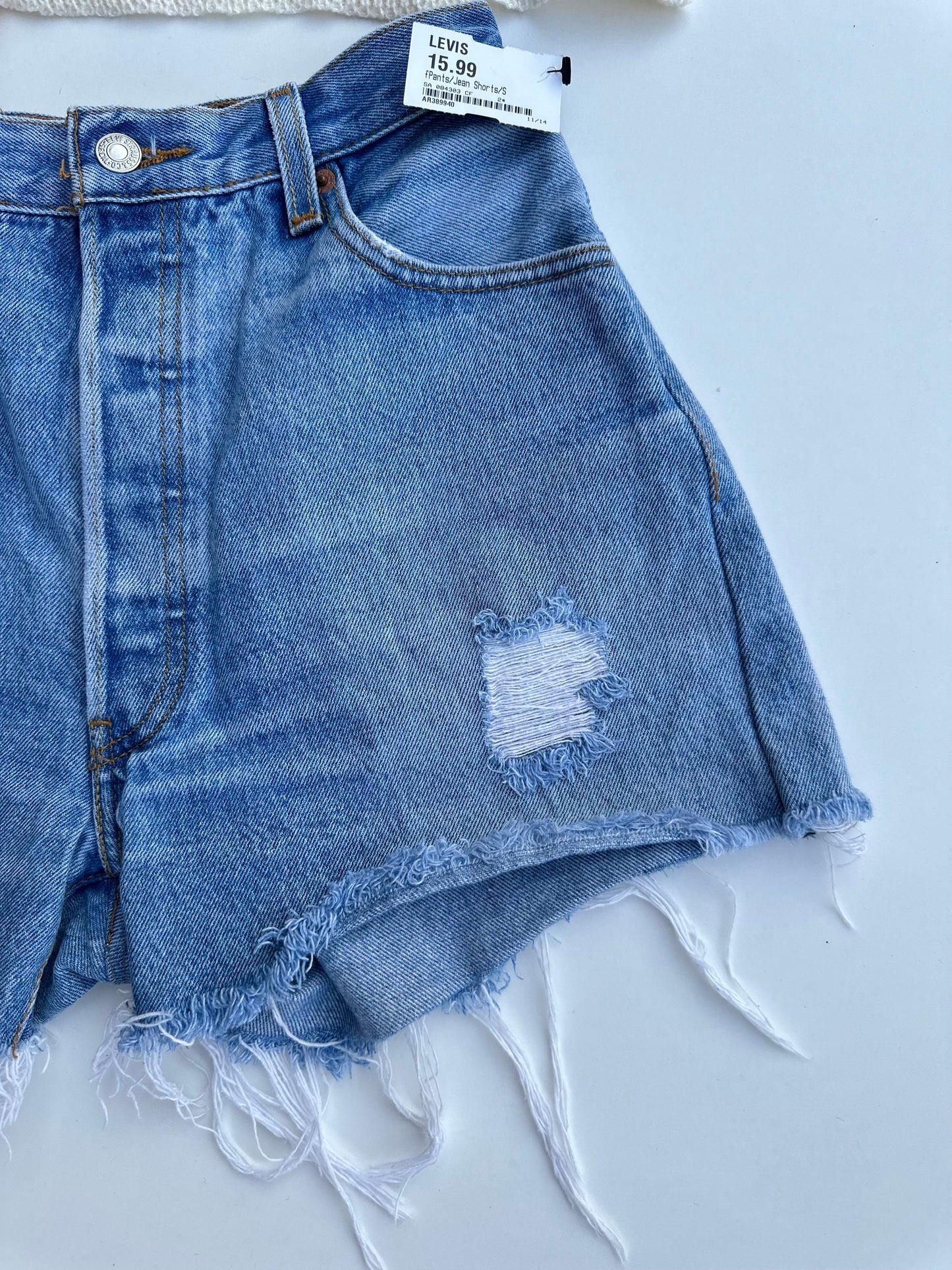 Levi’s 501 distressed cutoff shorts (S)