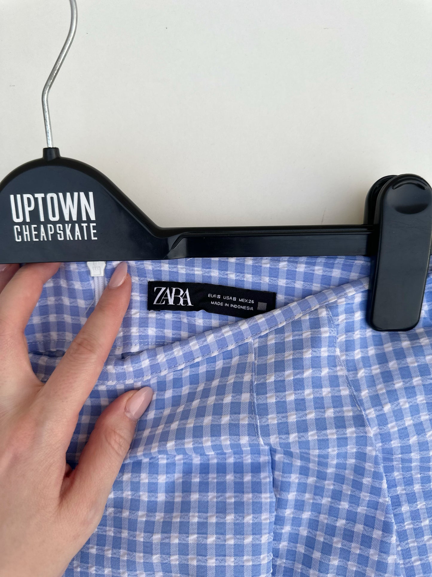 Zara blue gingham skort (small)