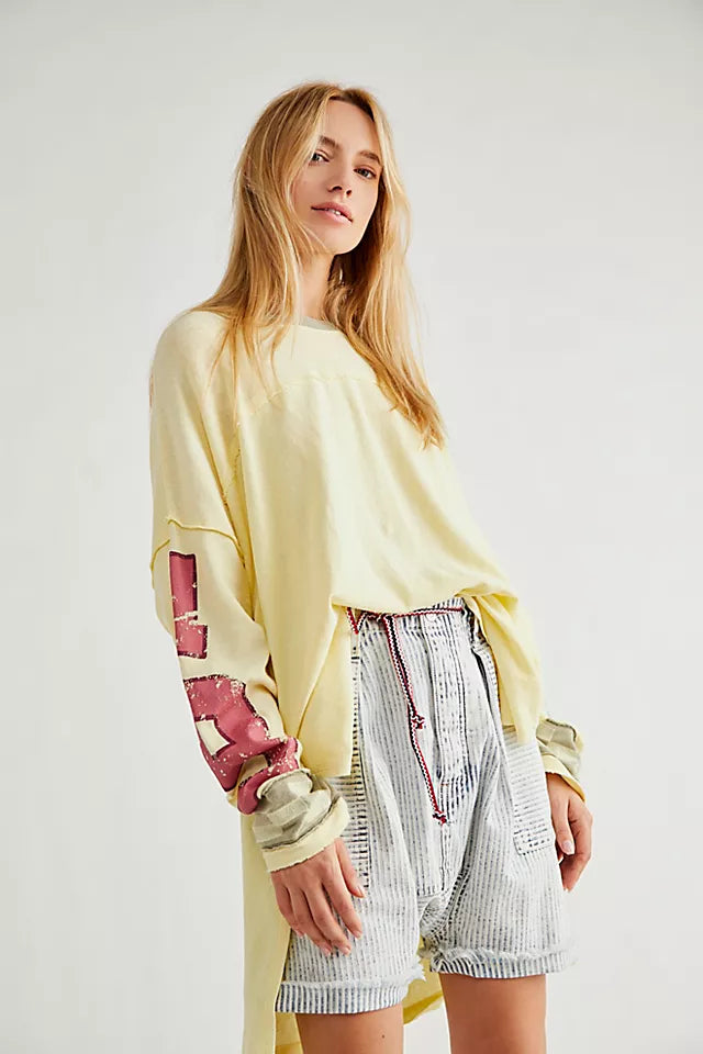 Free People yellow invincible tee very oversized size XS