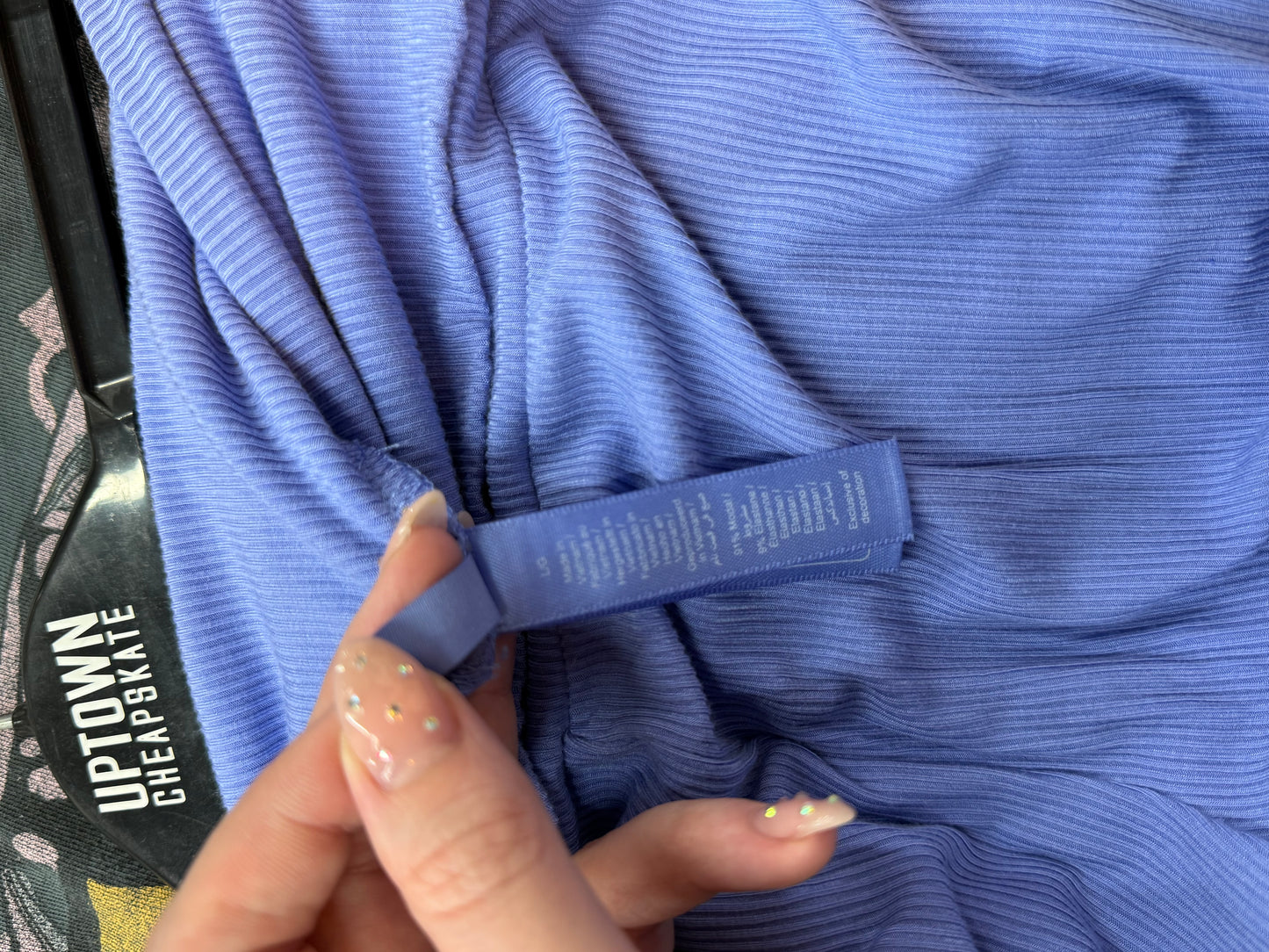 SKIMS blue foldover ribbed flare pants sz large