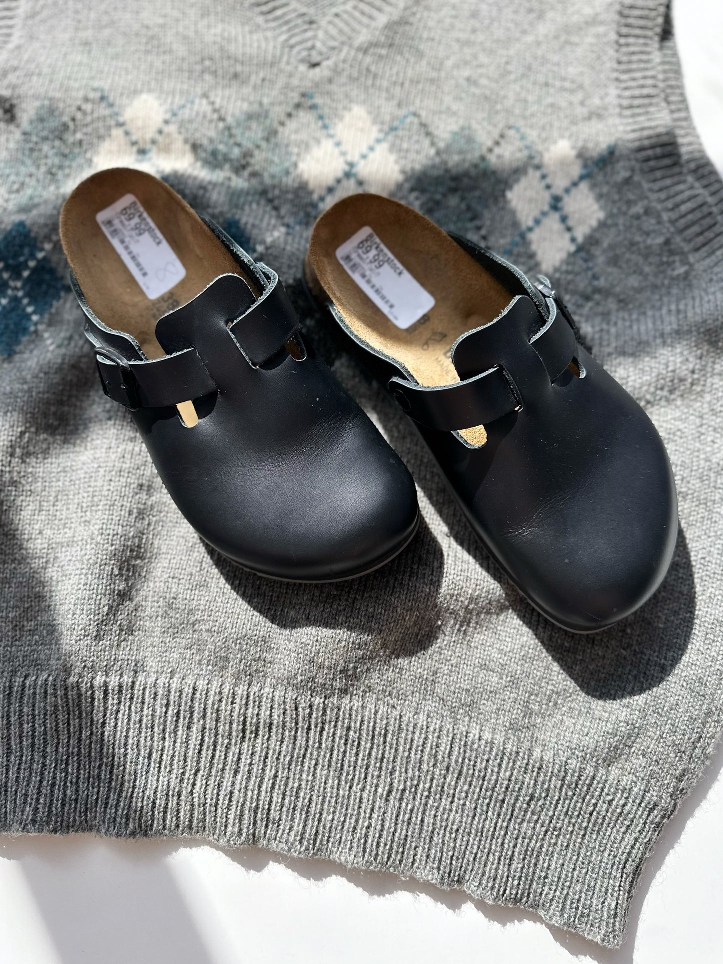 Birkenstock Boston clogs black leather super grip (women’s 7/38)