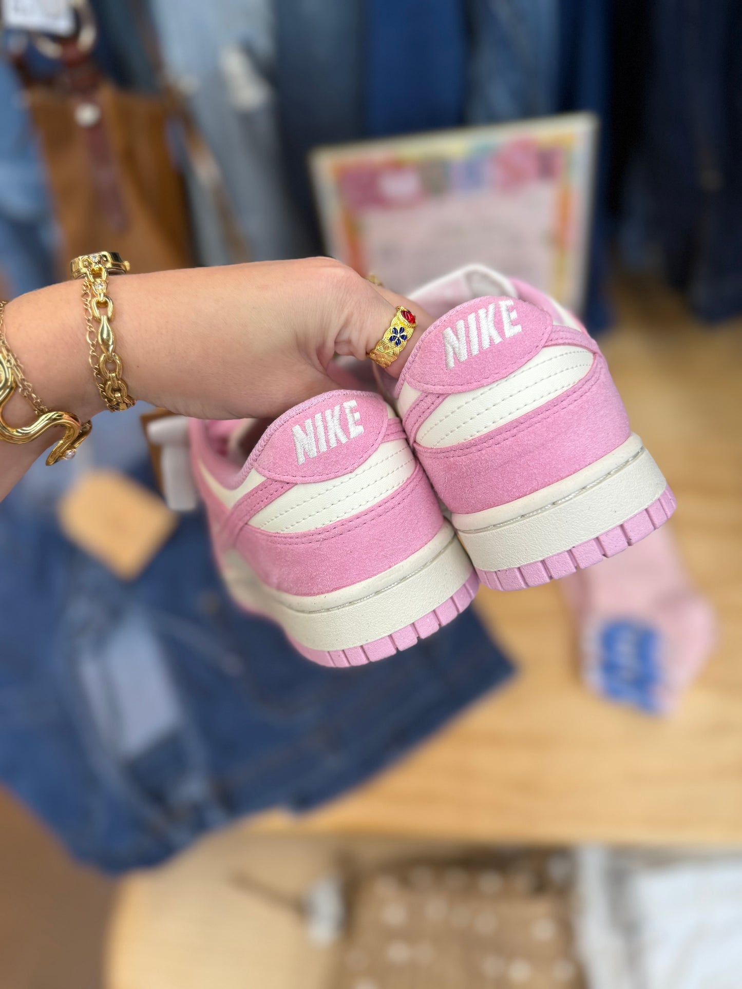 NWT Nike pink sail/rise dunk low size 8.5 women’s