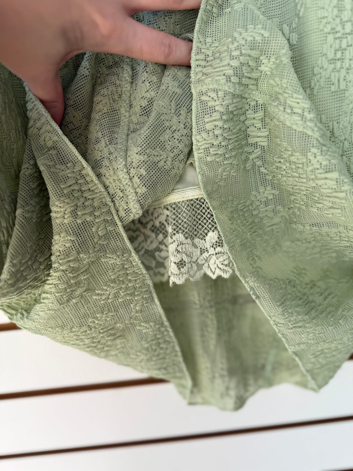 Intimately Free People green lace midi slip skirt , medium