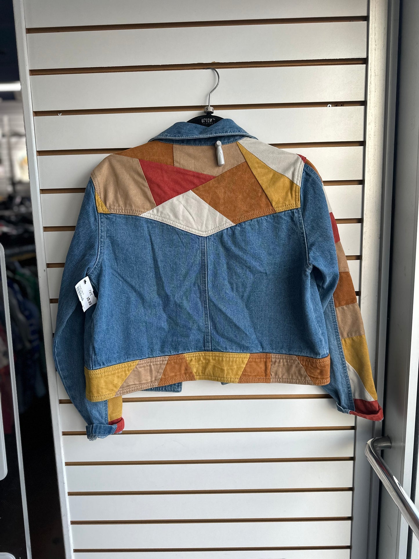 FATE patchwork suede lightweight denim jacket sz Small