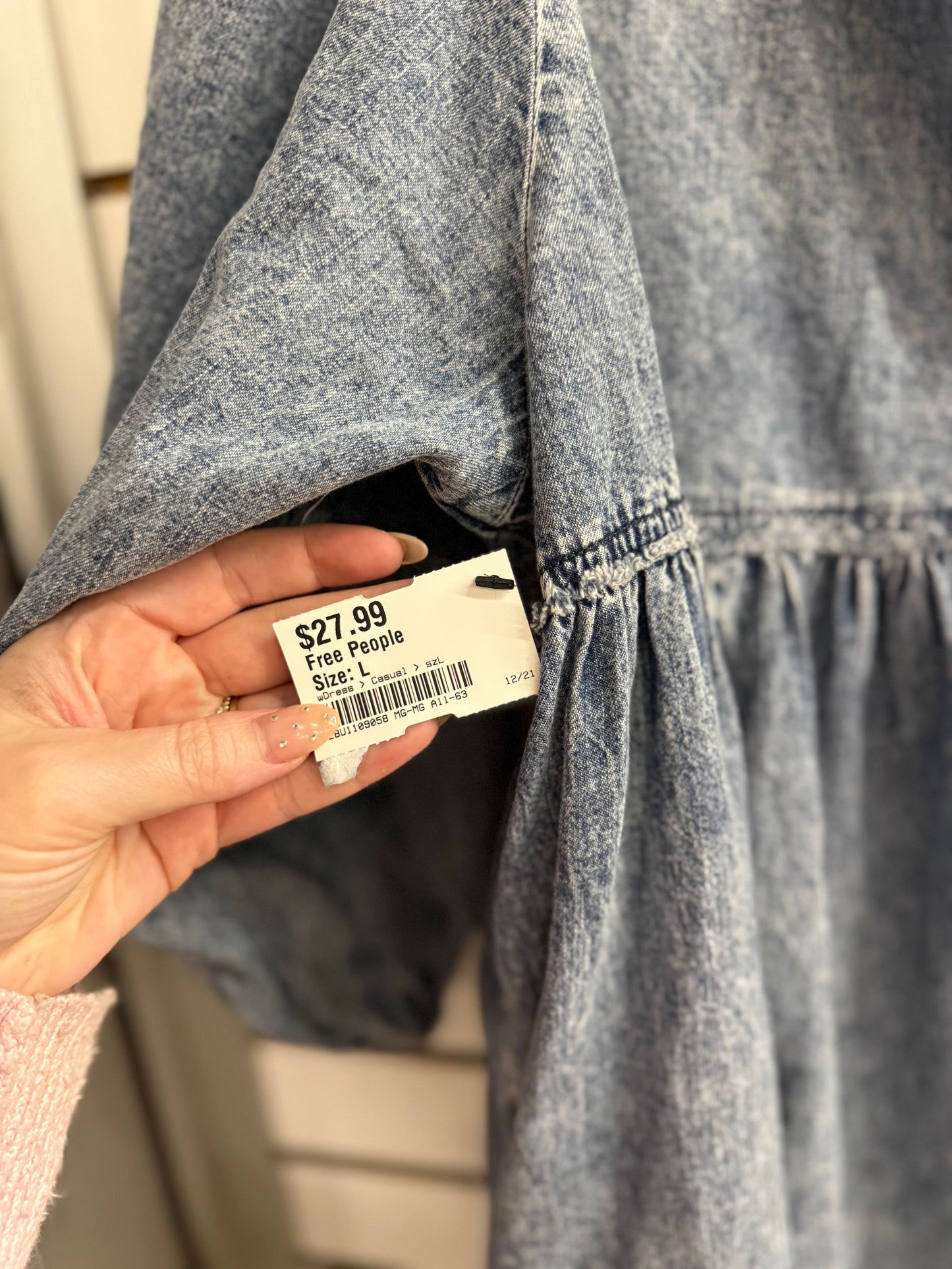 Free People Get Obsessed denim mini dress az Large