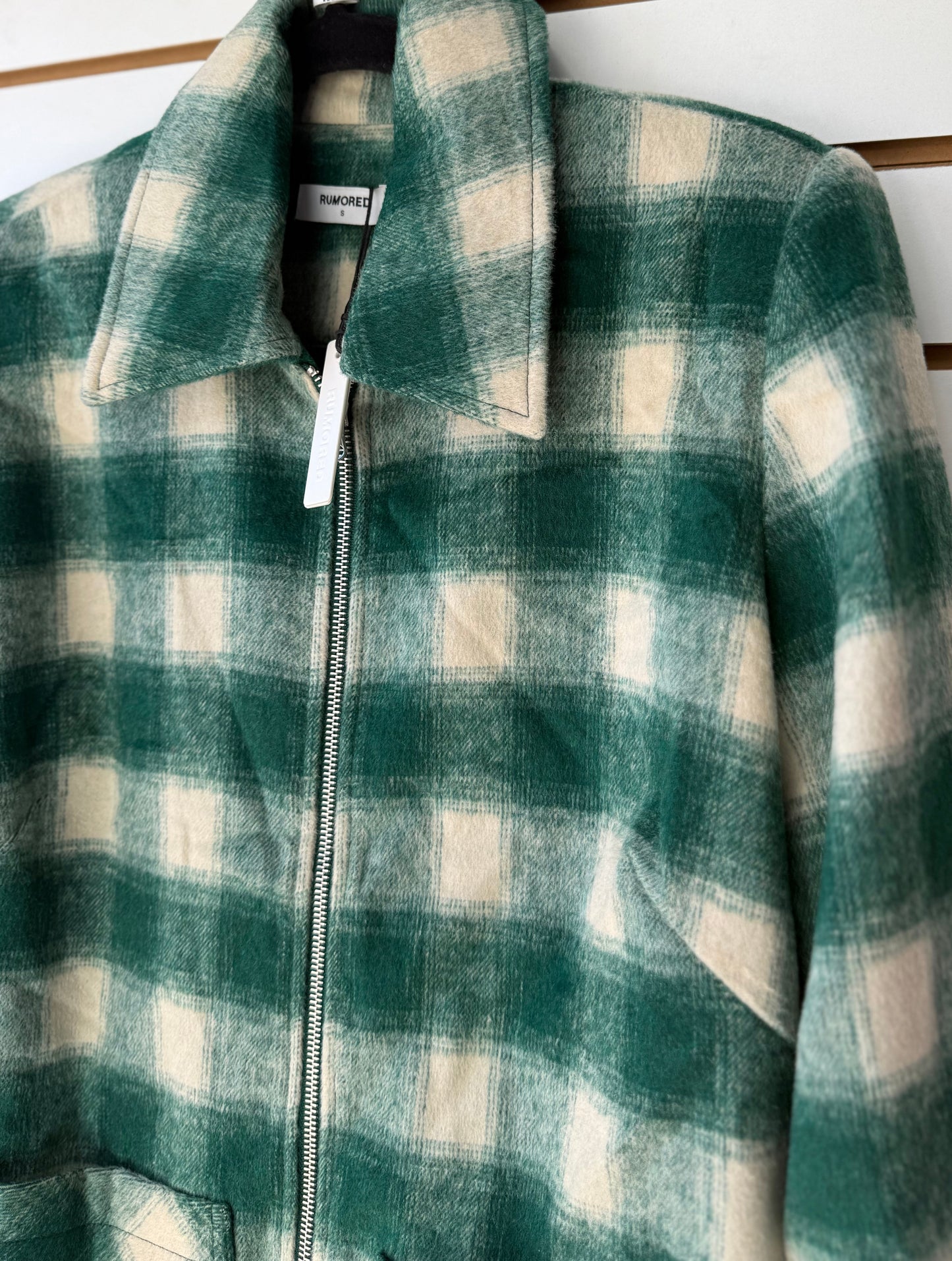 NWT Rumored Ranch Chore green plaid jacket size S
