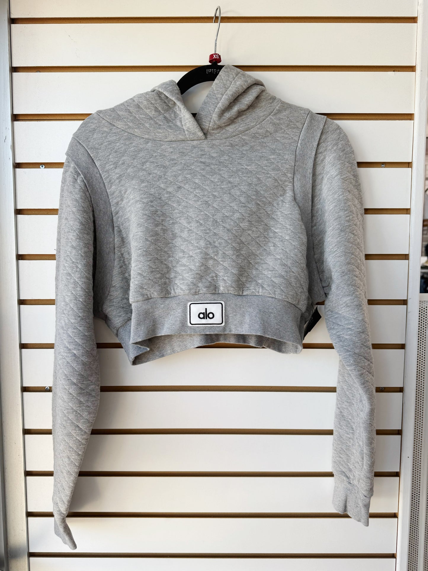 ALO Yoga cropped gray quilted boxing top sz XS