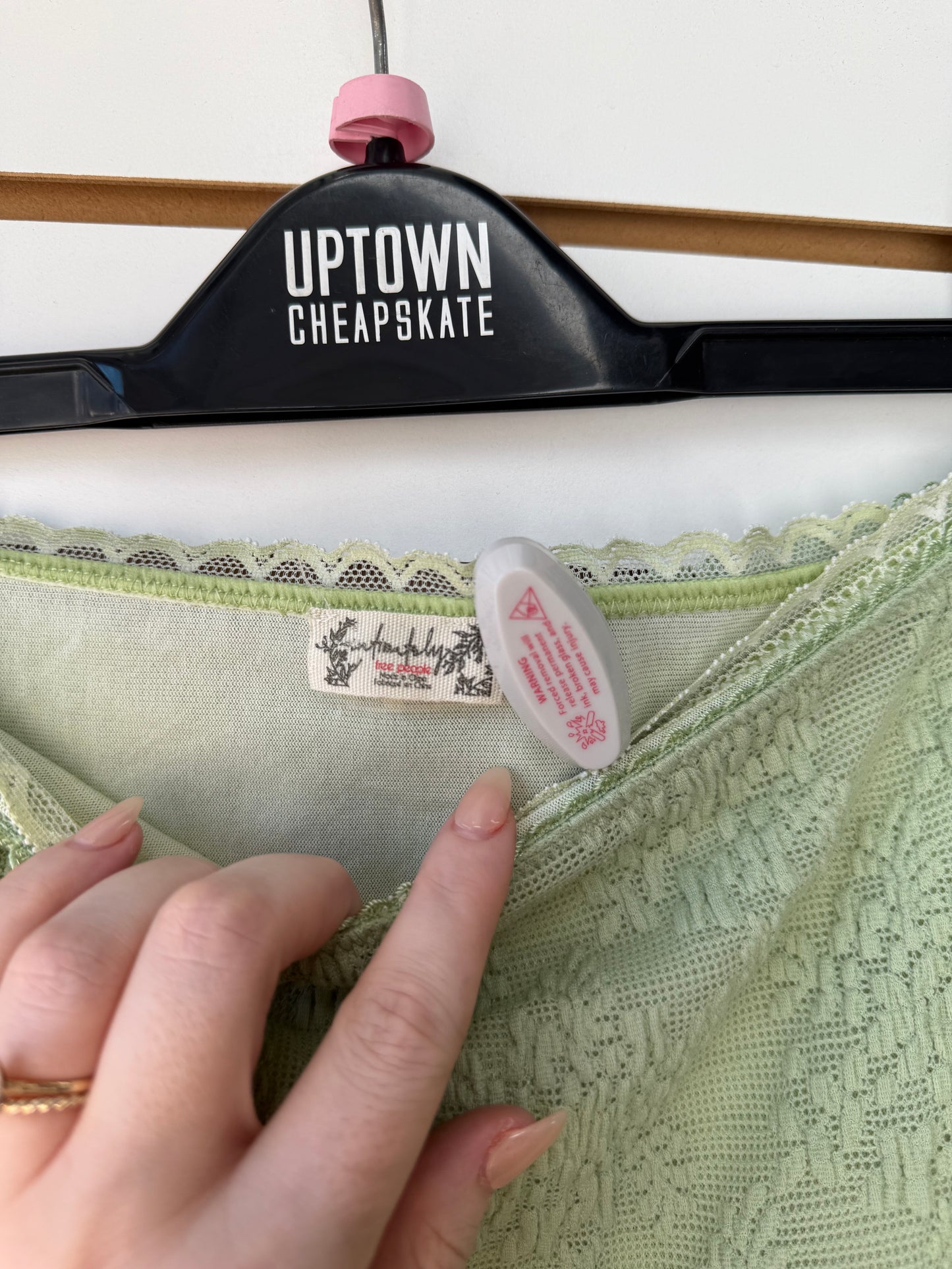 Intimately Free People green lace midi slip skirt , medium