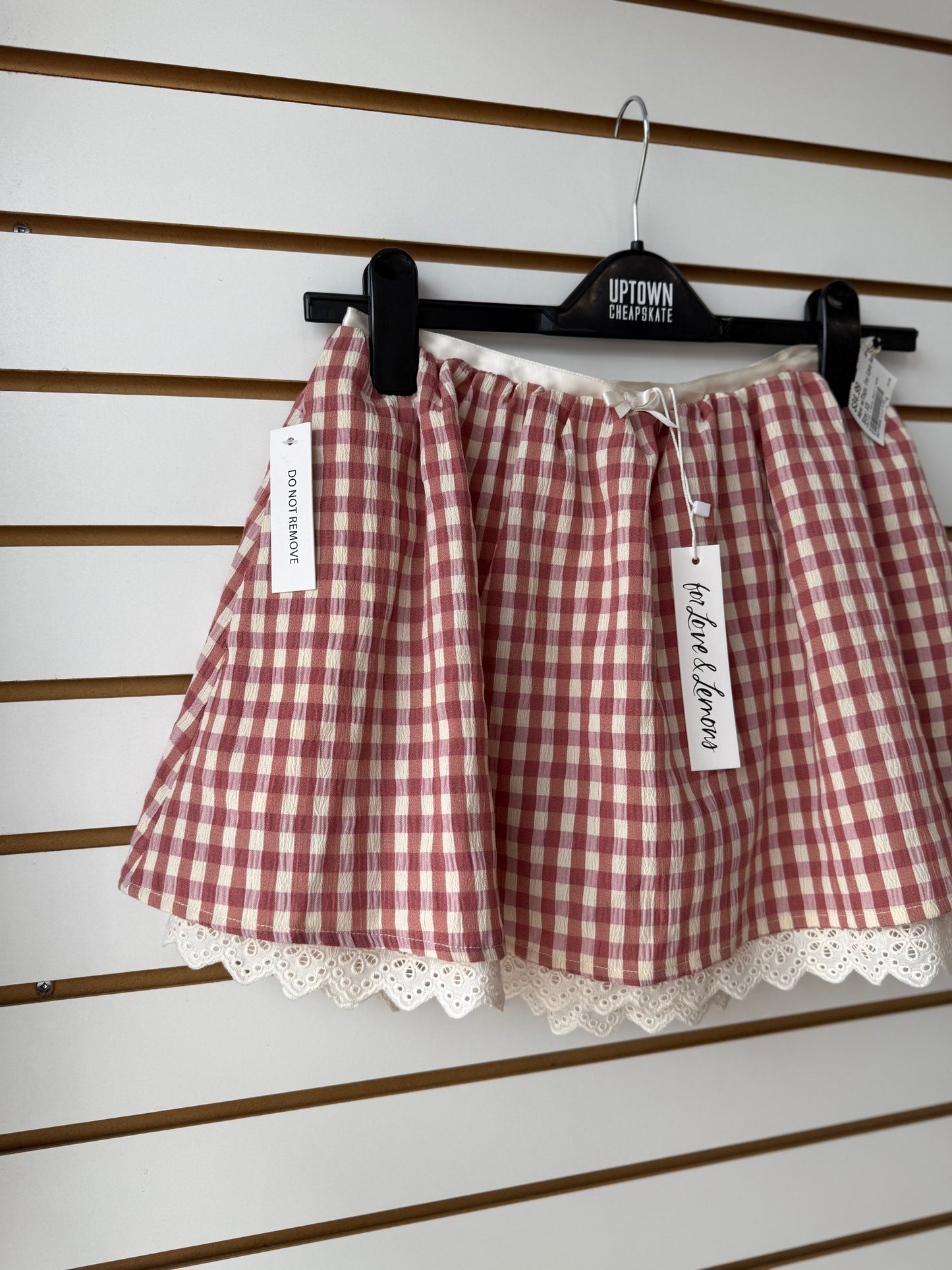 NWT For Love & Lemons Georgia Gingham Mini Skirt sz XS