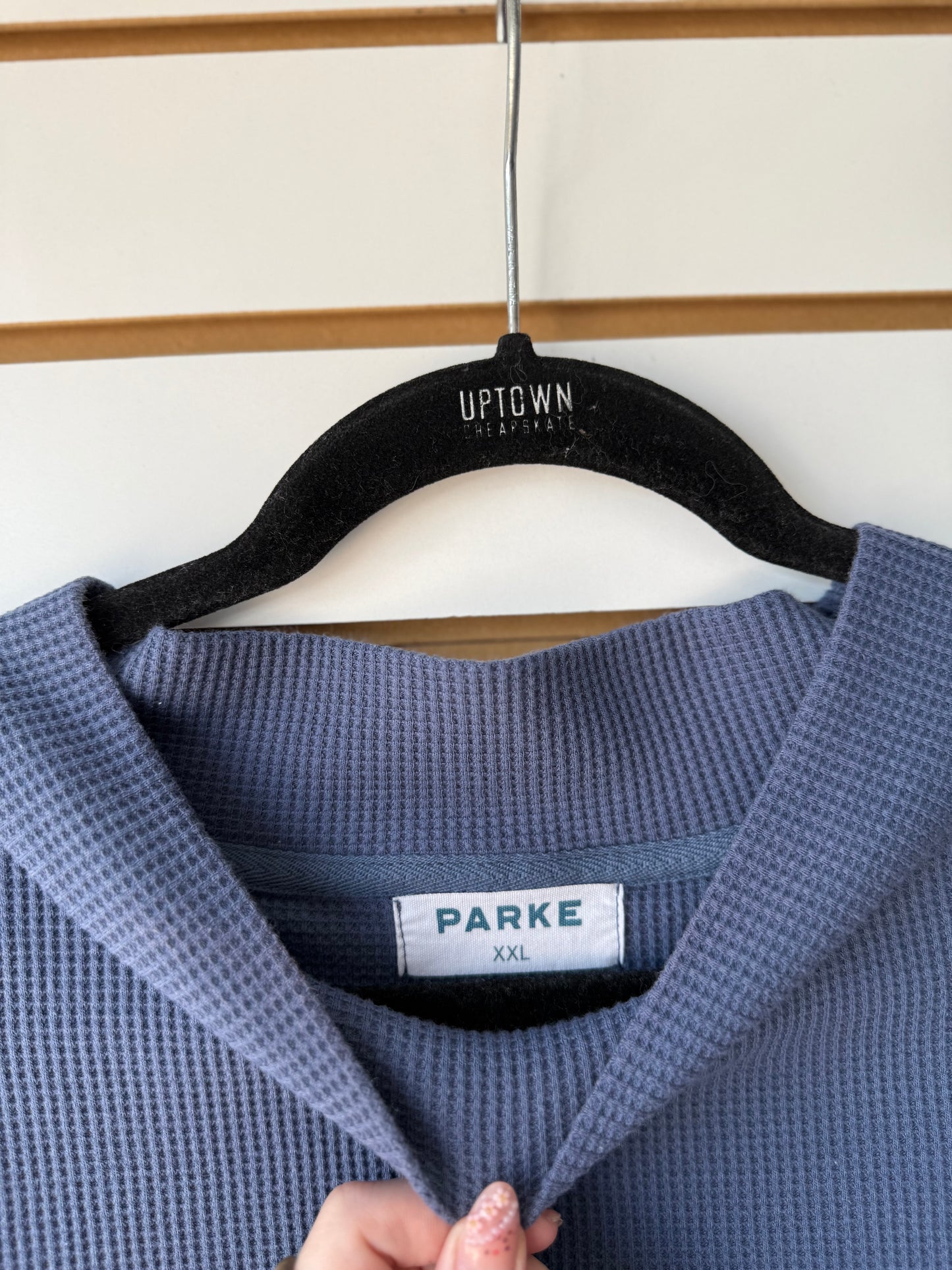 PARKE blue waffle knit mock neck size XXL