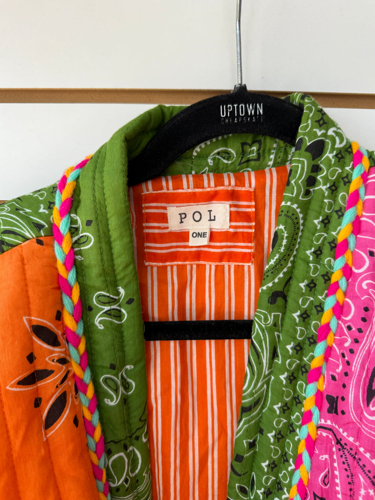 POL one size colorful bandana print tassel jacket with tie
