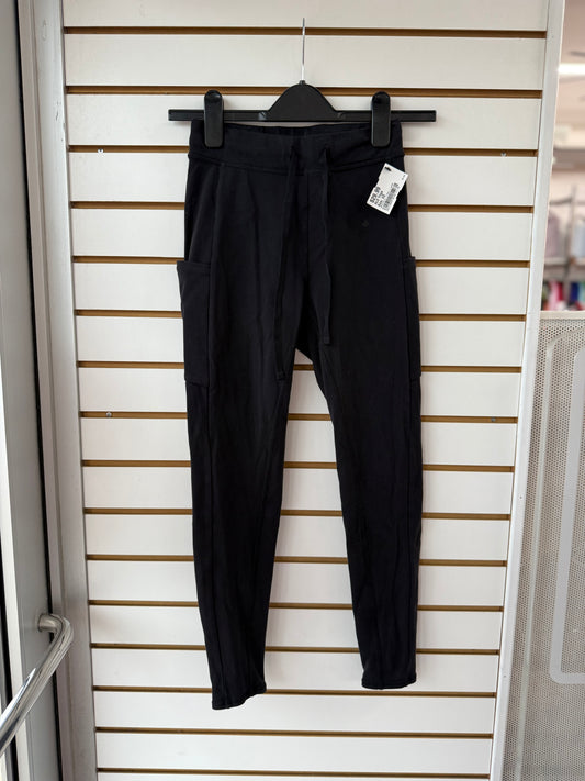ALO Yoga black leggings with pockets + drawstring size XXS, shows some wear