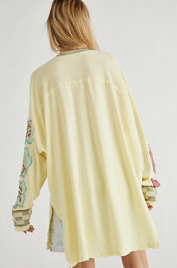 Free People yellow invincible tee very oversized size XS