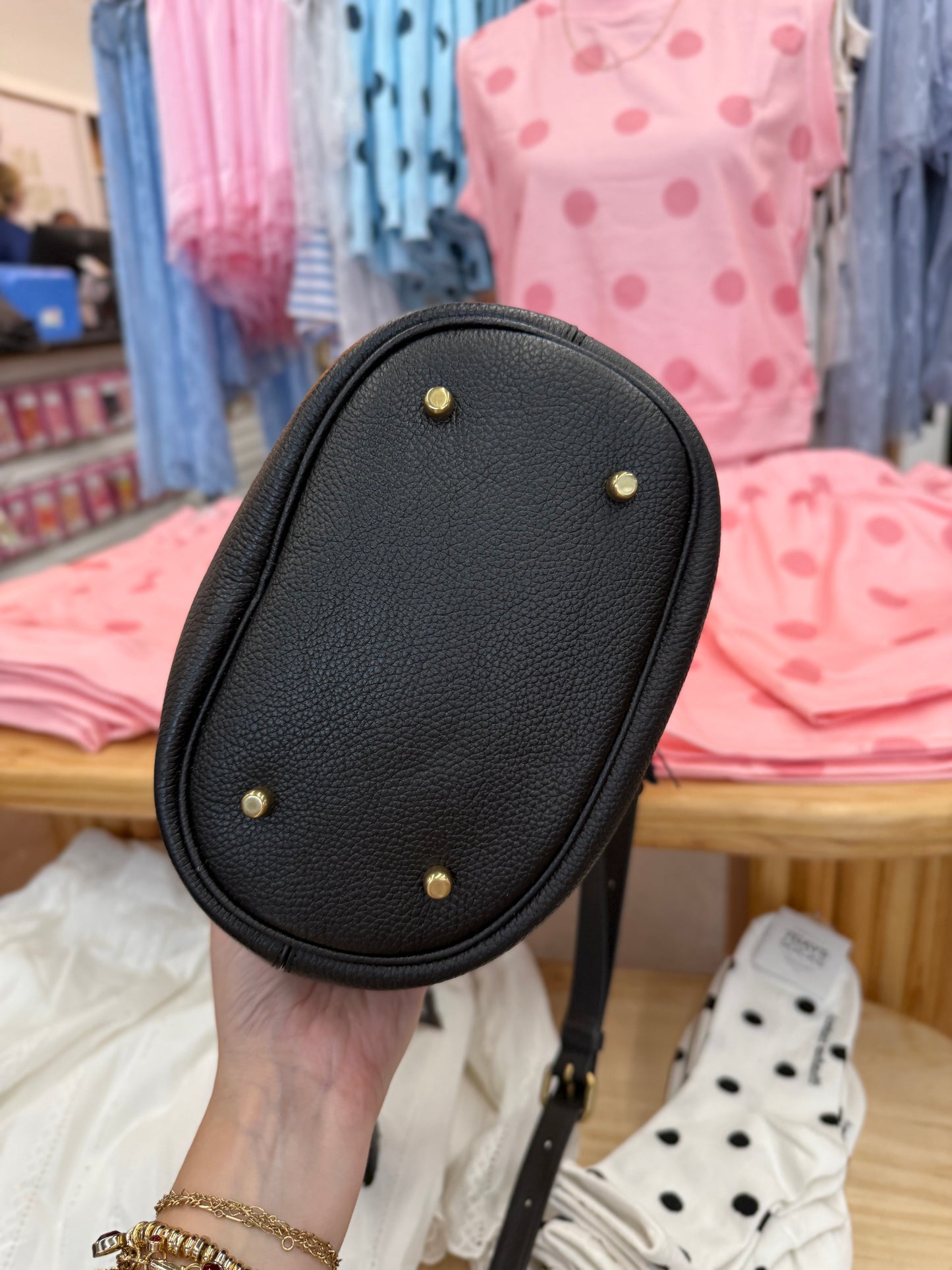 Coach Lora black leather whipstitch bucket bag with dustbag