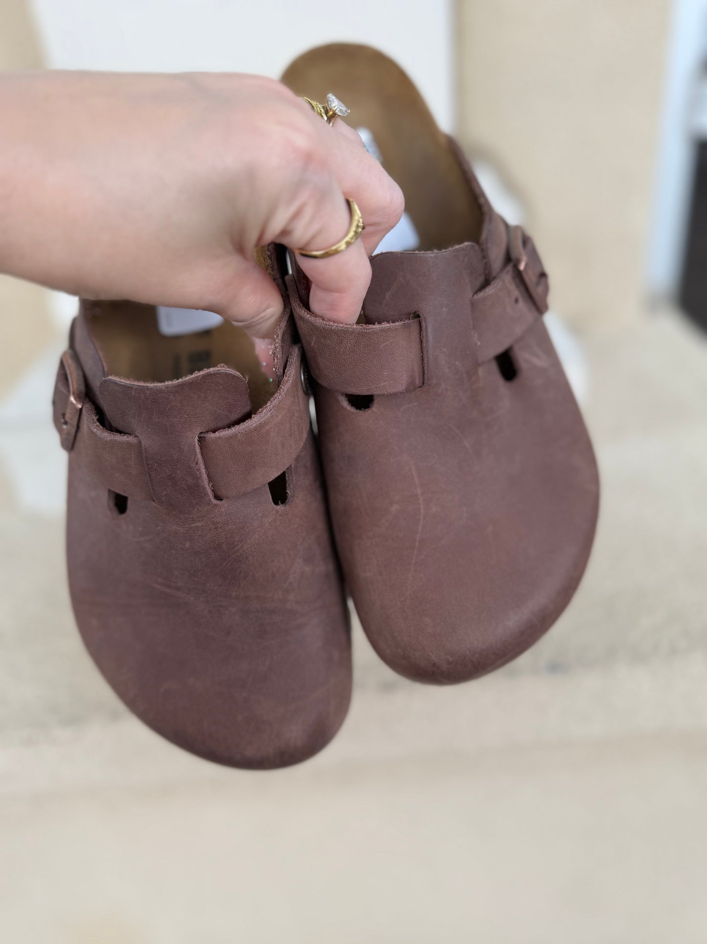 Birkenstock boston brown leather mules size women’s 6/37