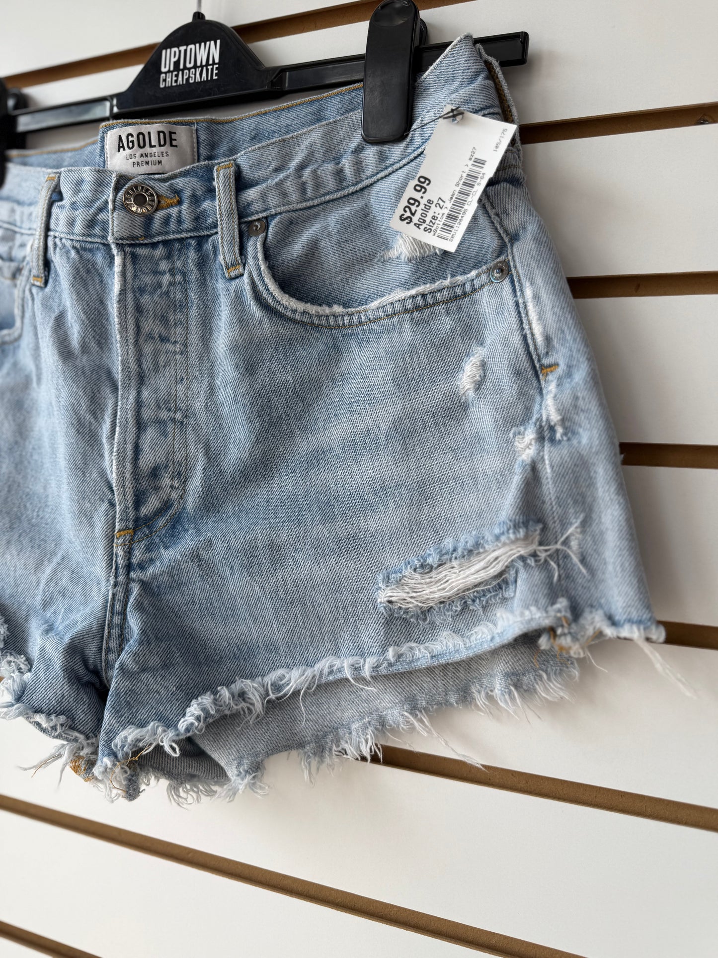 AGOLDE blue denim parker shorts size 27