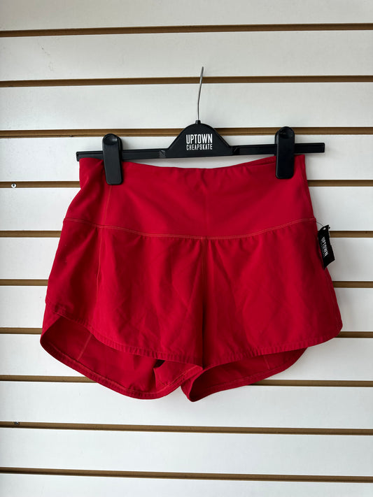 Lululemon red speed up shorts size 4