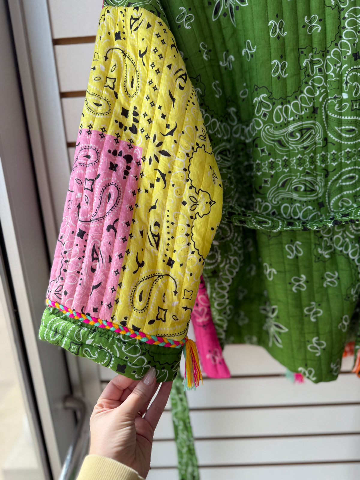 POL one size colorful bandana print tassel jacket with tie