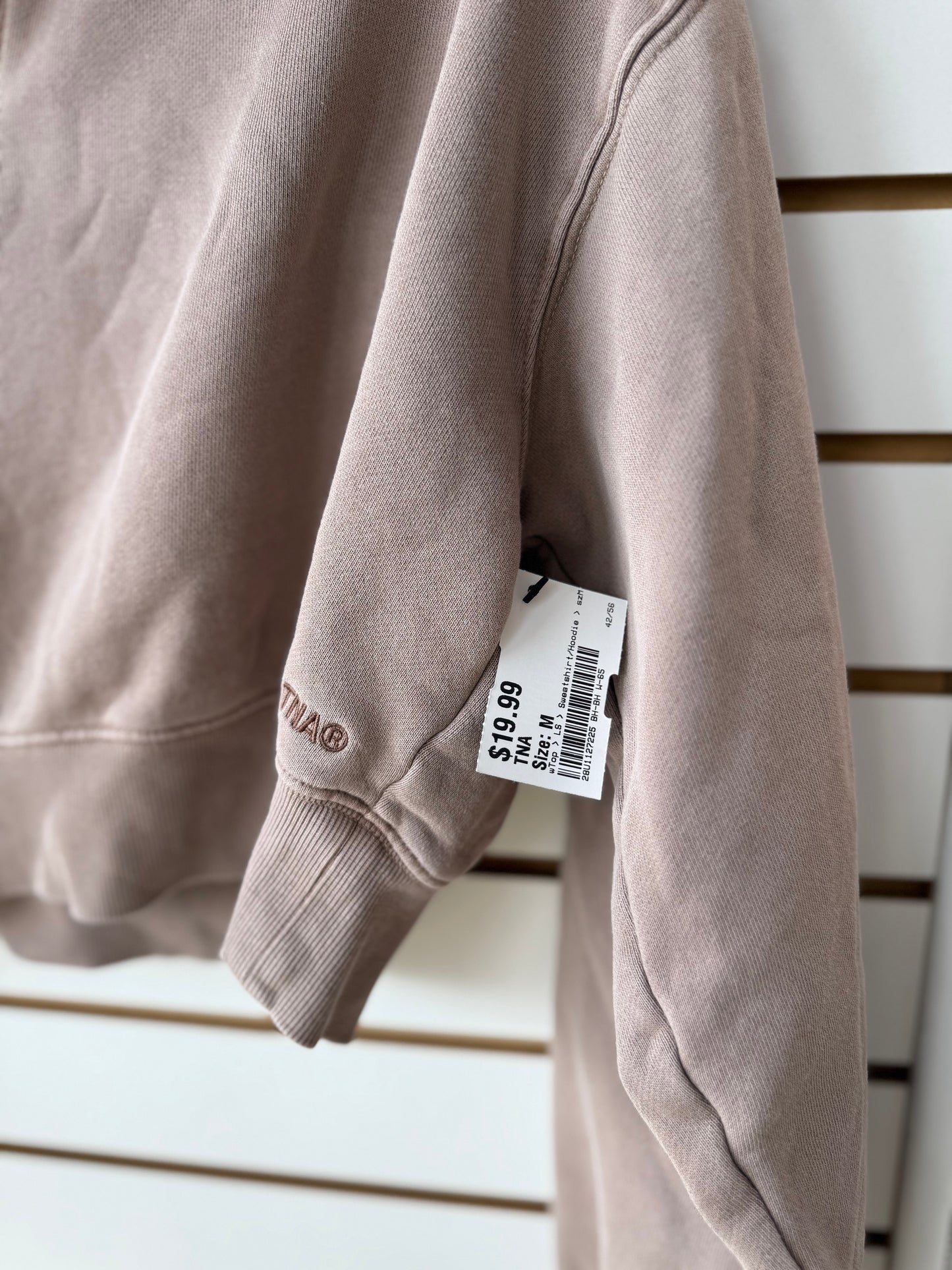 TNA sweat fleece cropped quarter zip size medium