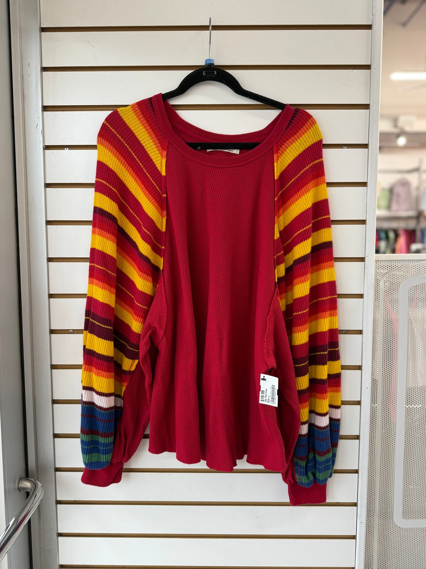 We the Free rainbow dreams striped loose fit top size large