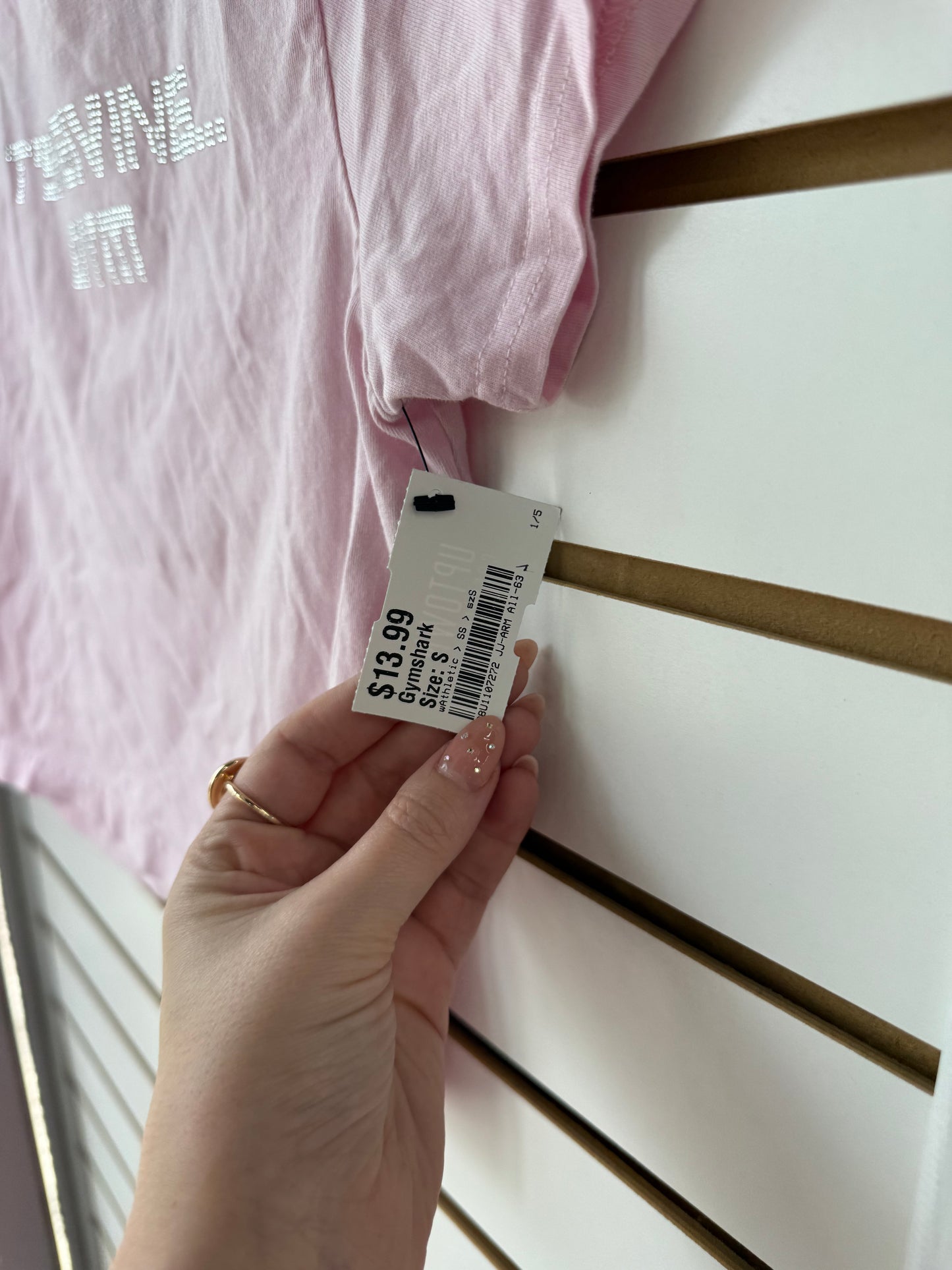 Gymshark baby pink it's giving gym rhinestone crop tee size small