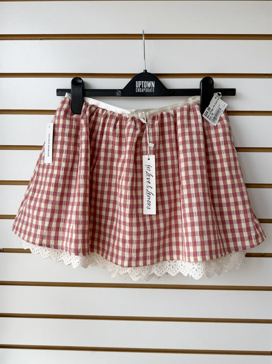 NWT For Love & Lemons Georgia Gingham Mini Skirt sz XS
