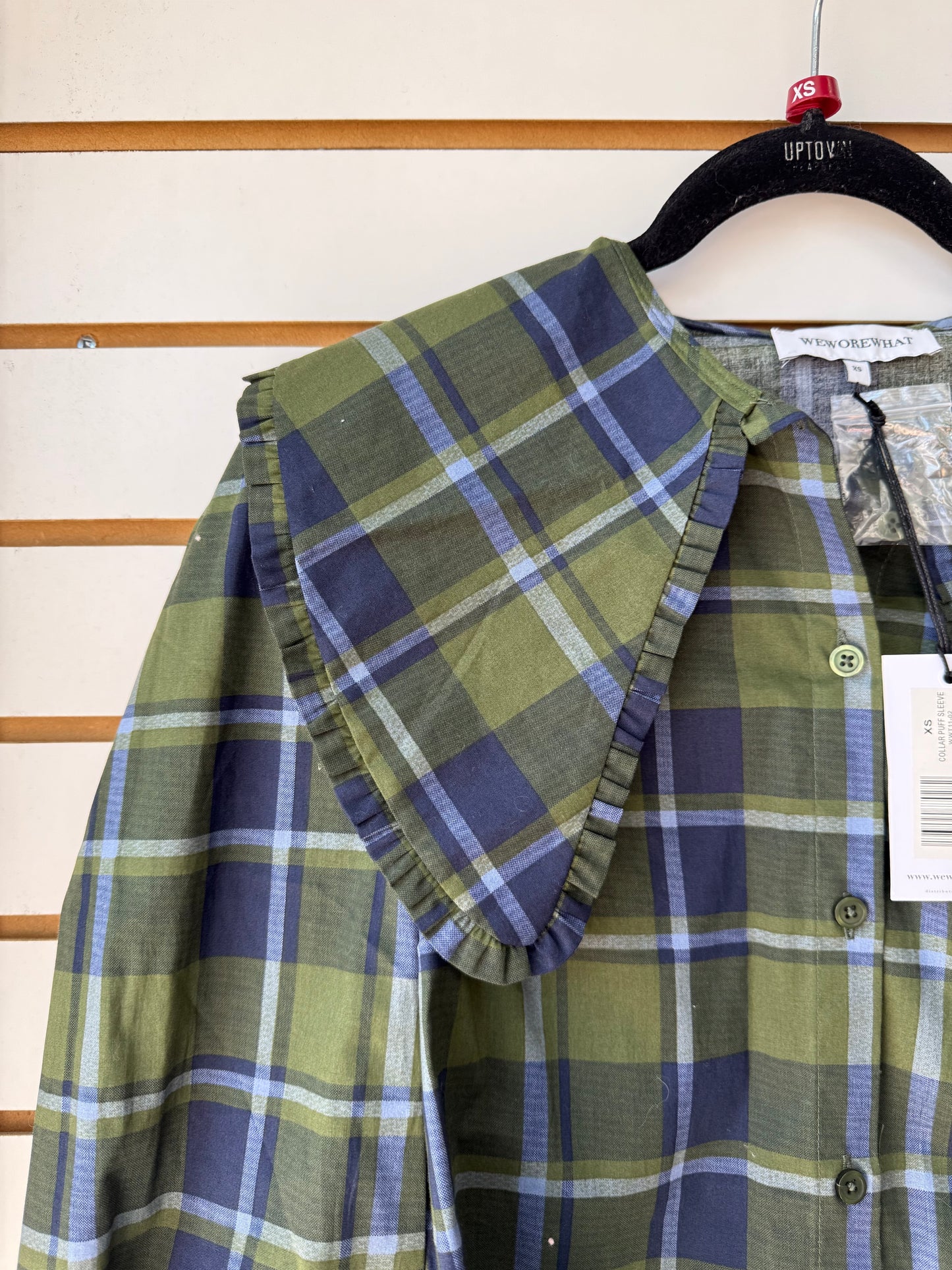 NWT We Wore What plaid collar blouse size XS