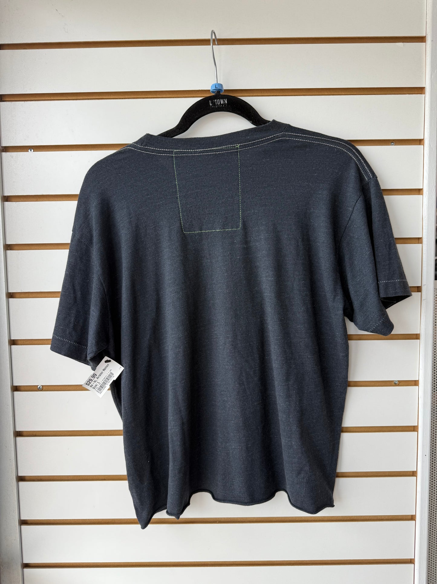 Aviator Nation navy blue lightning bolt cropped raw hem tee size large