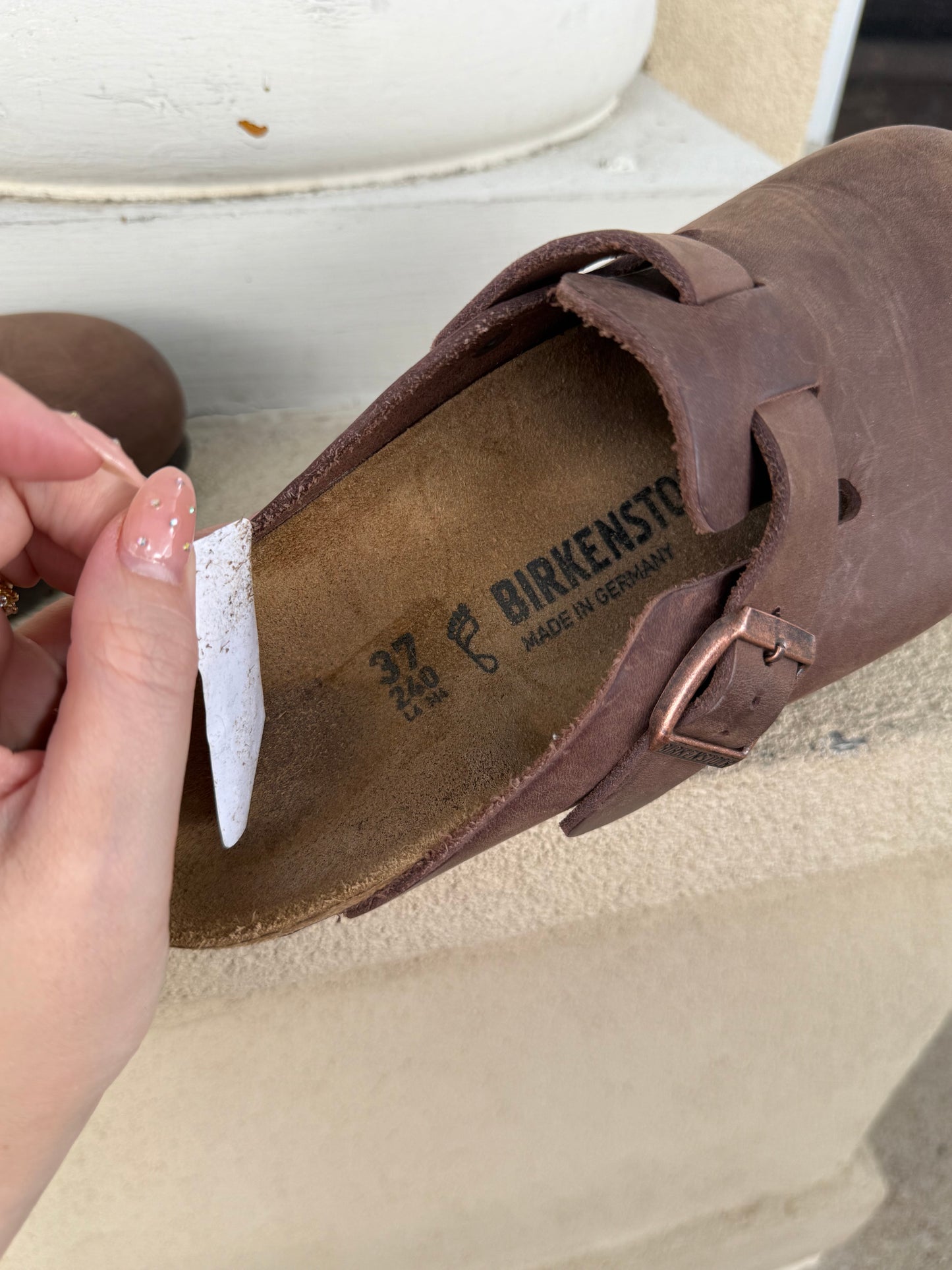 Birkenstock boston brown leather mules size women’s 6/37