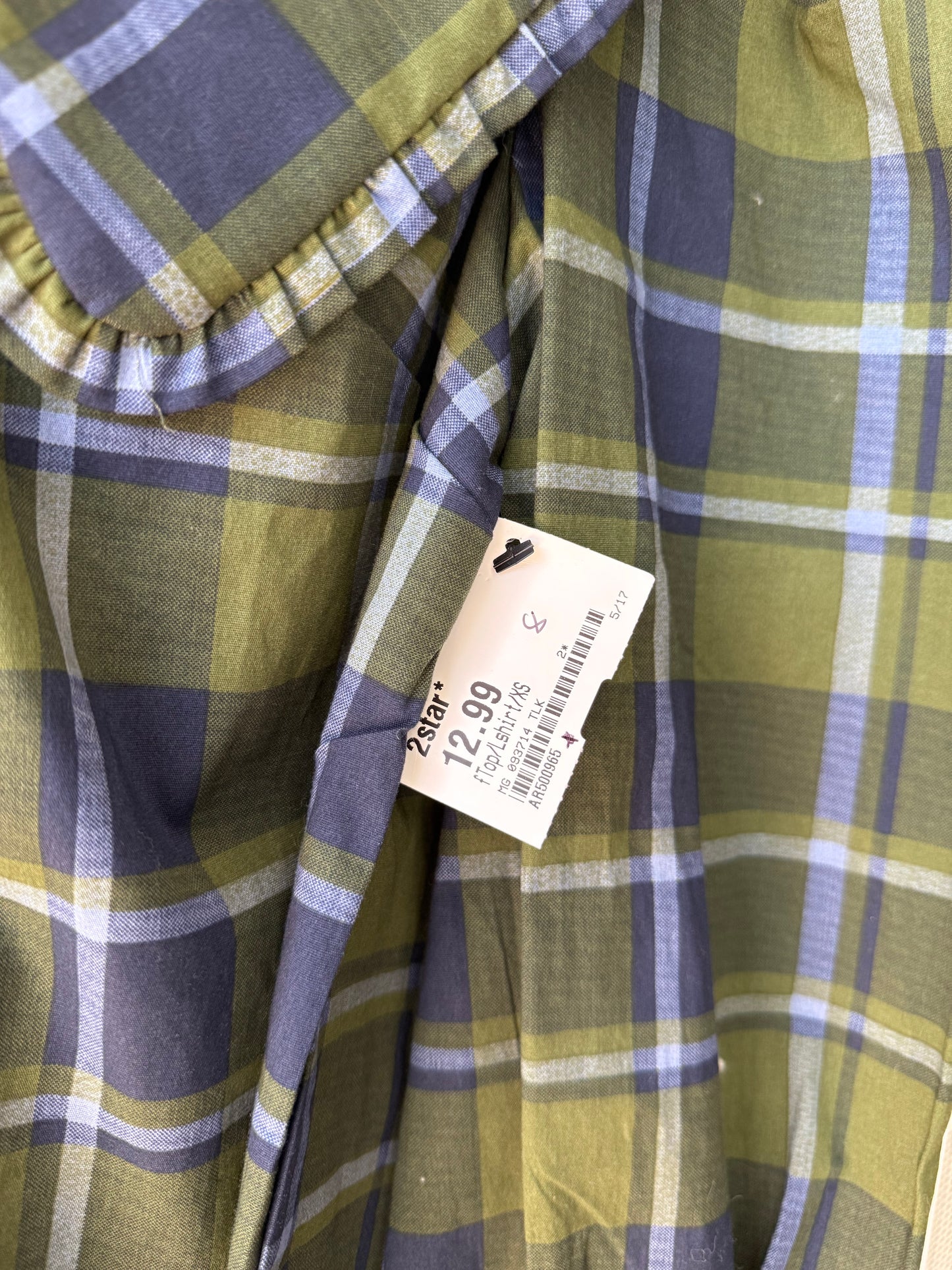 NWT We Wore What plaid collar blouse size XS