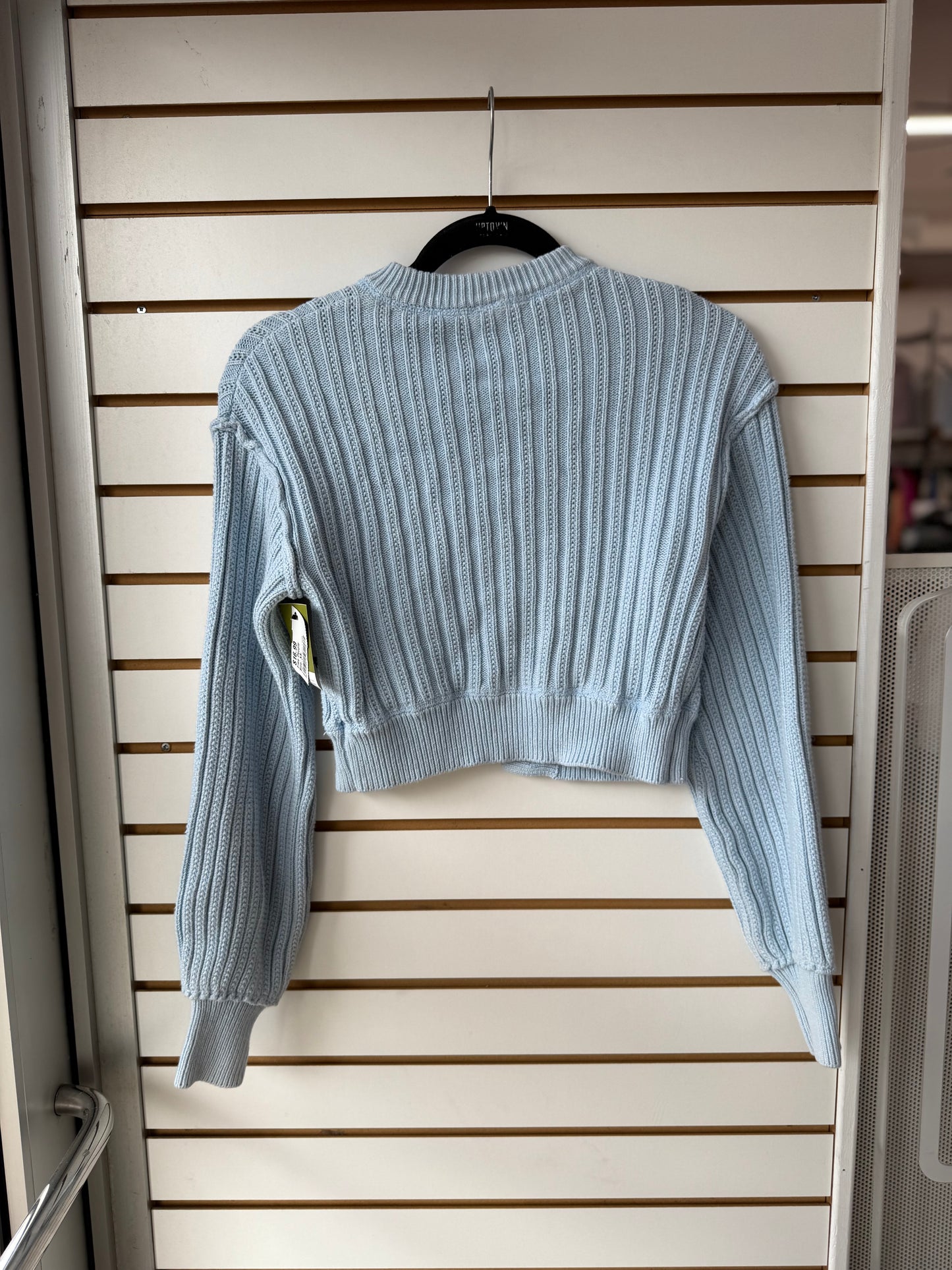 Free People baby blue crop knot cardigan size XS
