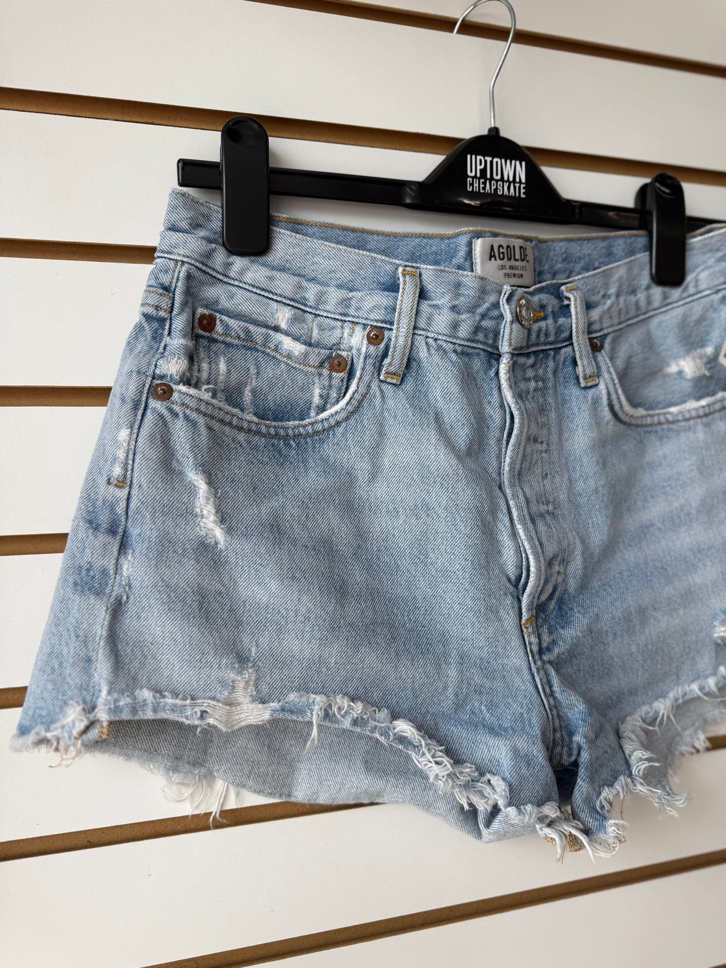 AGOLDE blue denim parker shorts size 27
