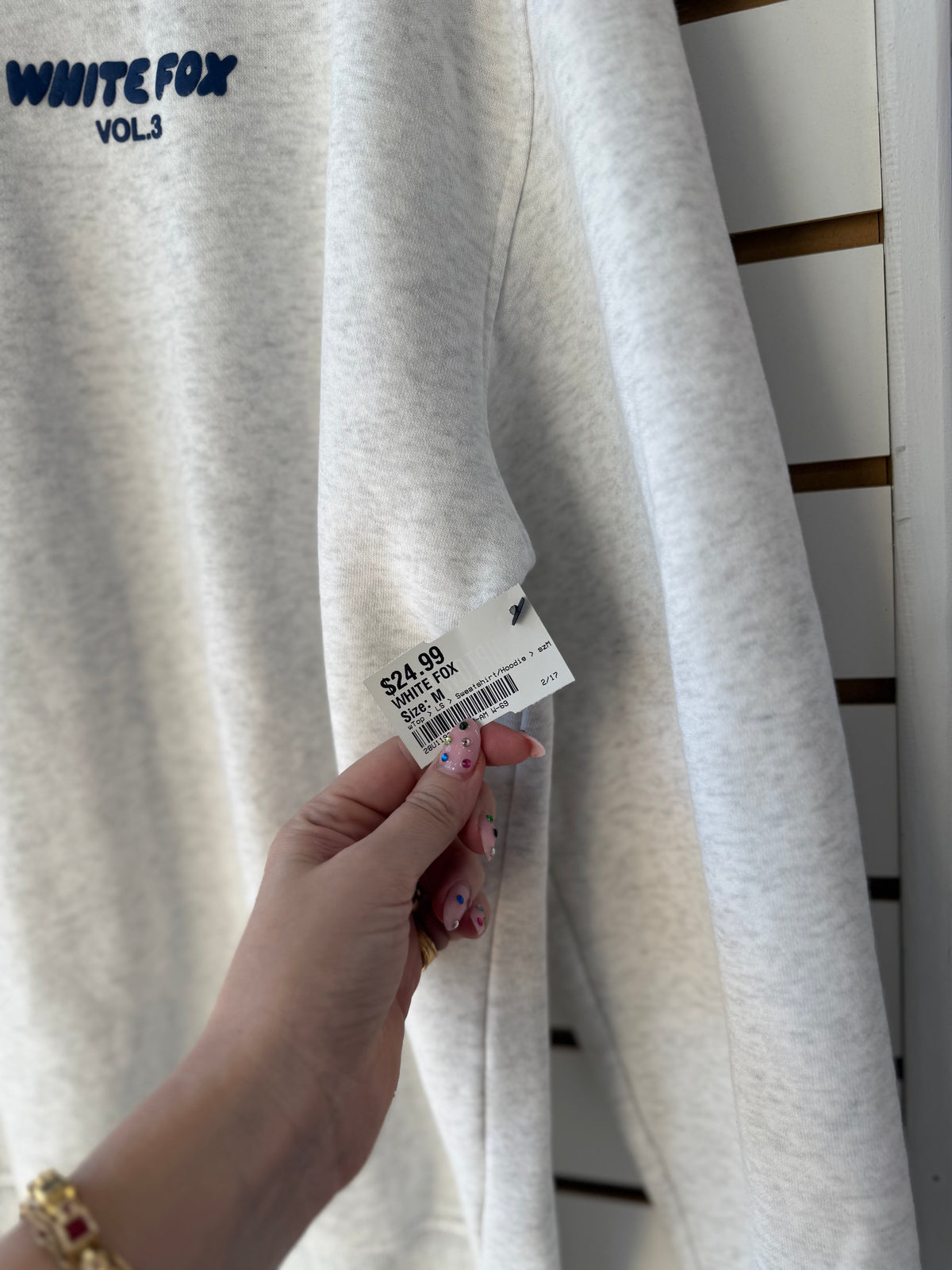White Fox gray hoodie size M/L