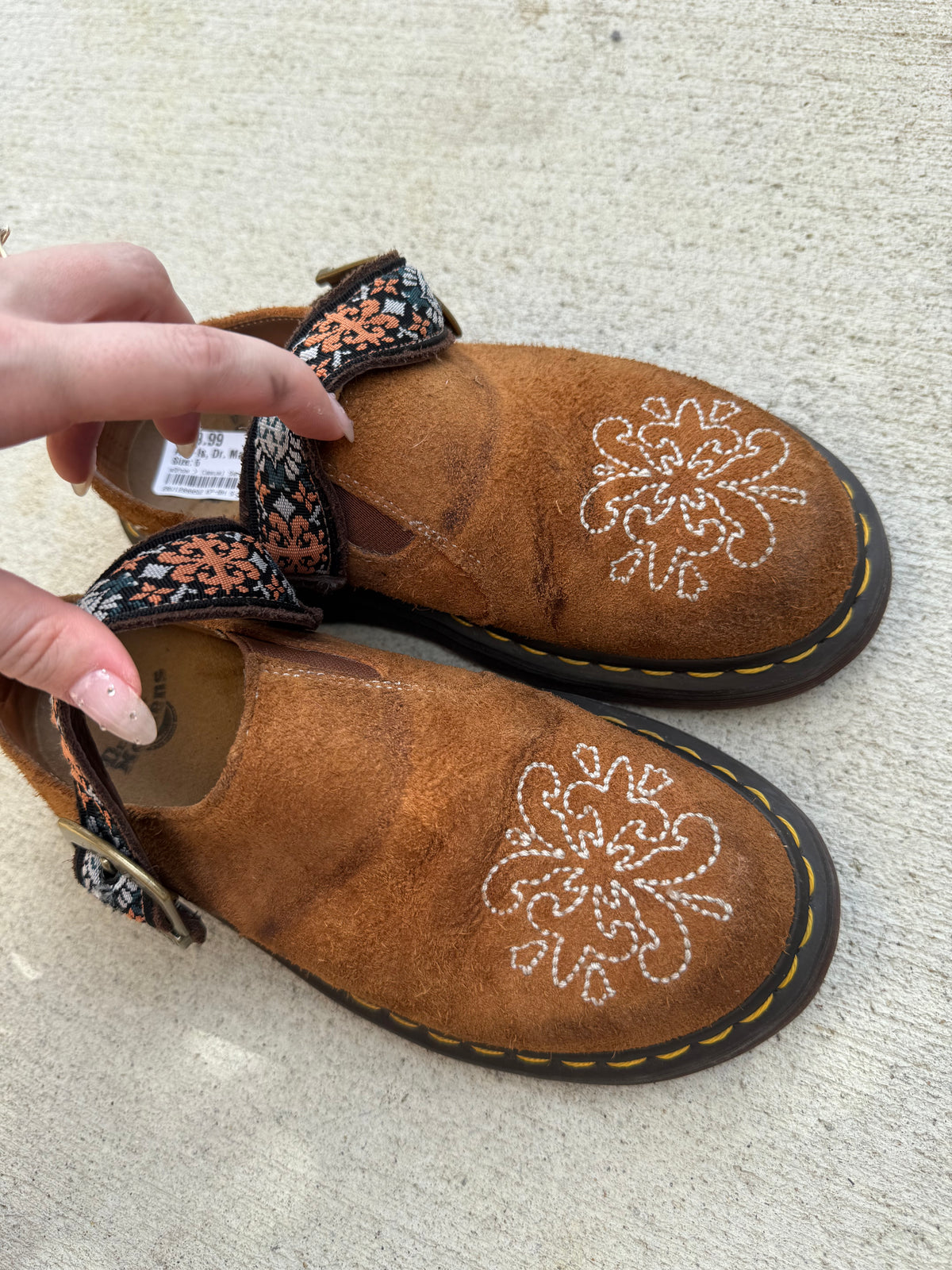 Doc Martens brown isham suede and jacquauadd mules women’s 5 as-is