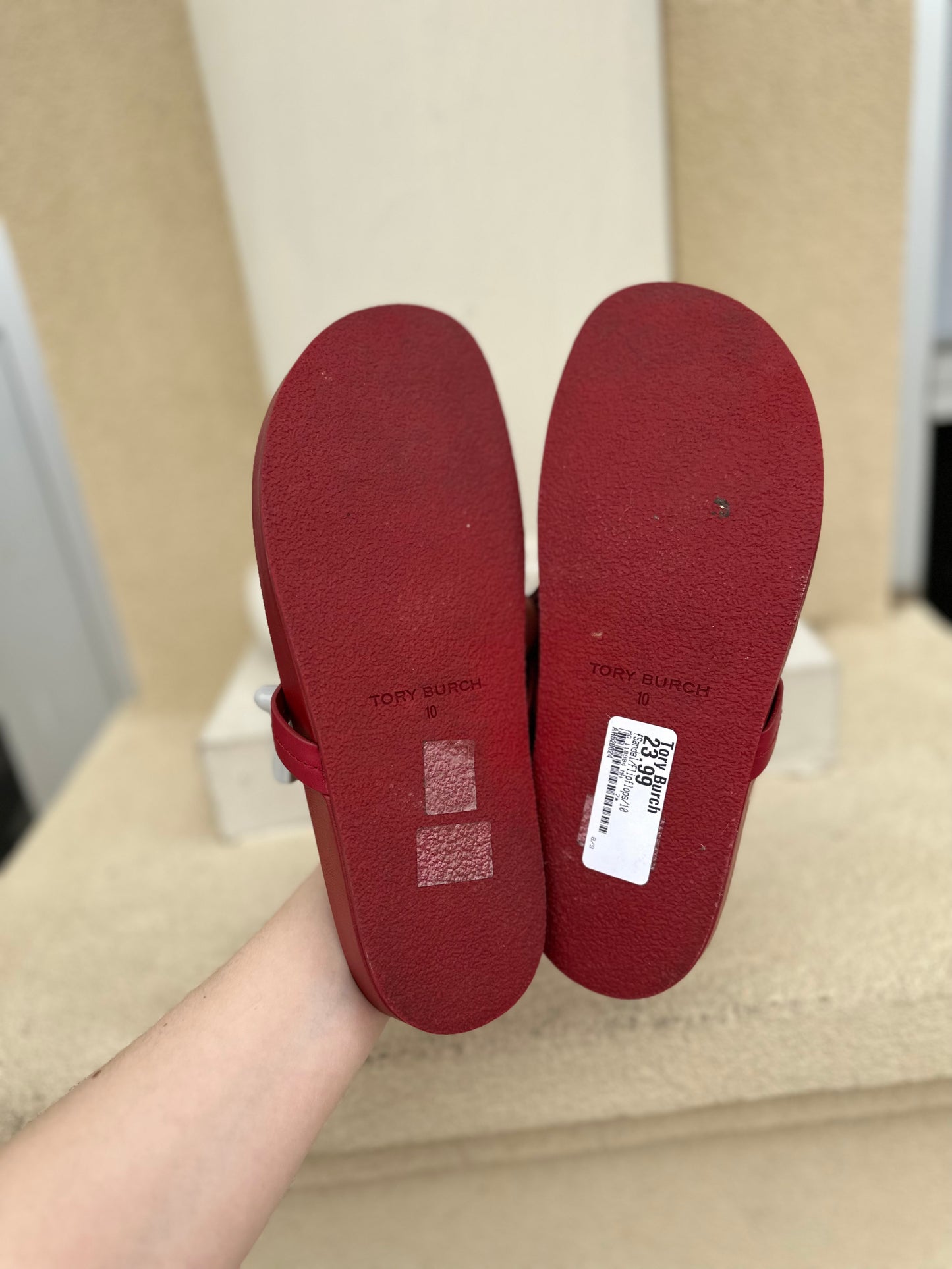 Tory Burch red Miller cloud sandals size 10