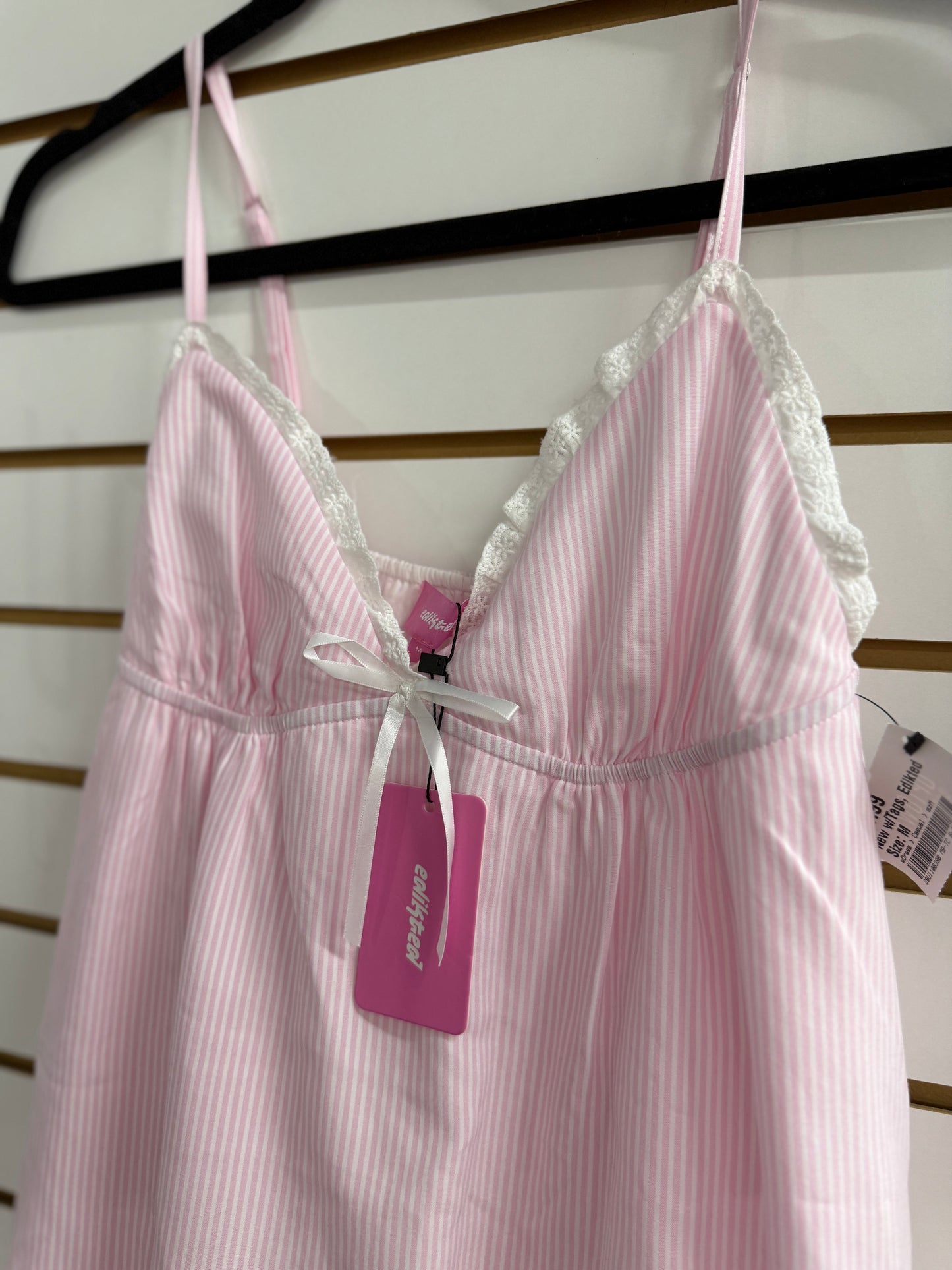 NWT Edikted Danira pink pinstripe babydoll dress sz Med