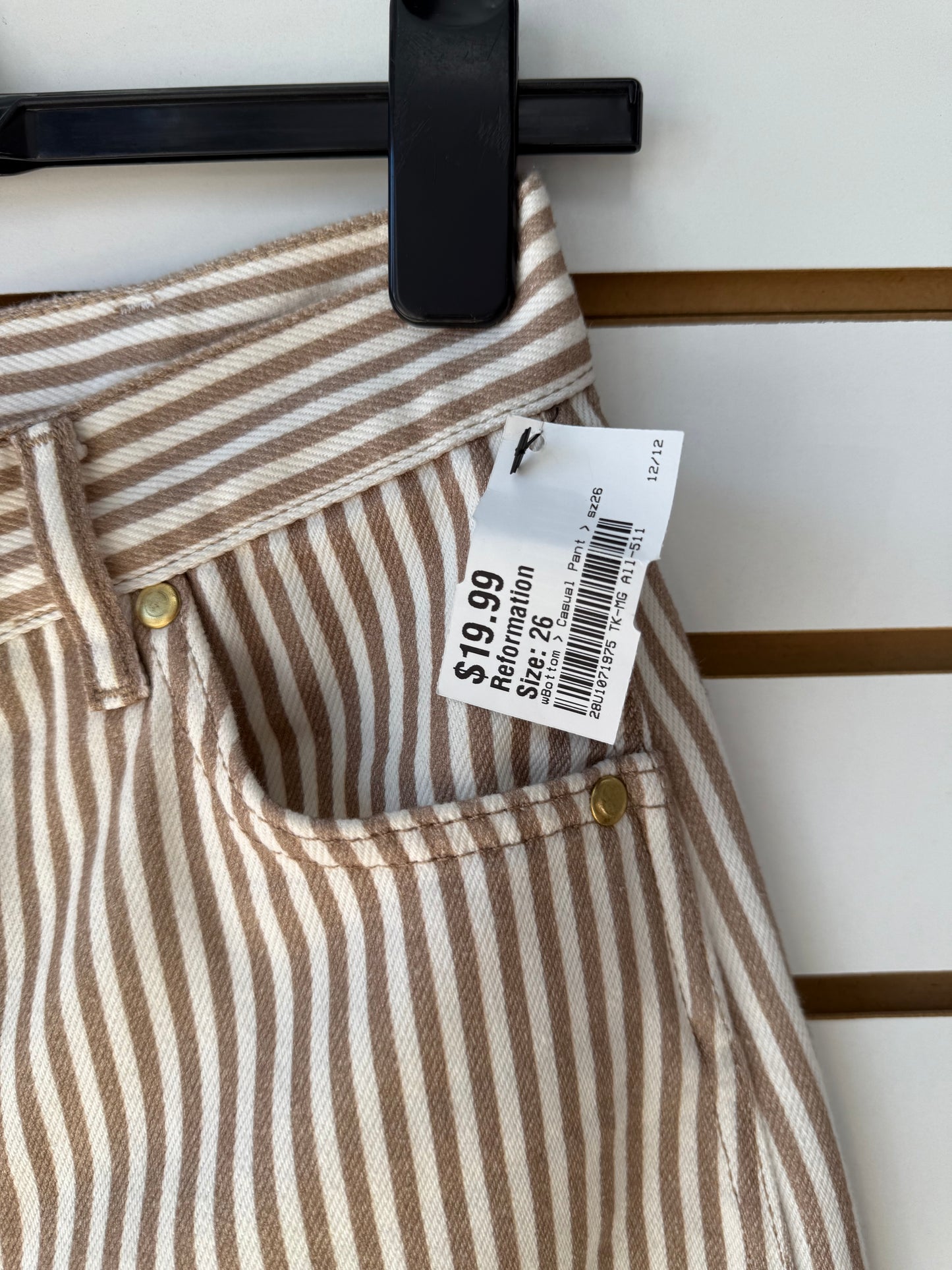 Reformation Cowboy Striped High Rise Straight Jeans size 26