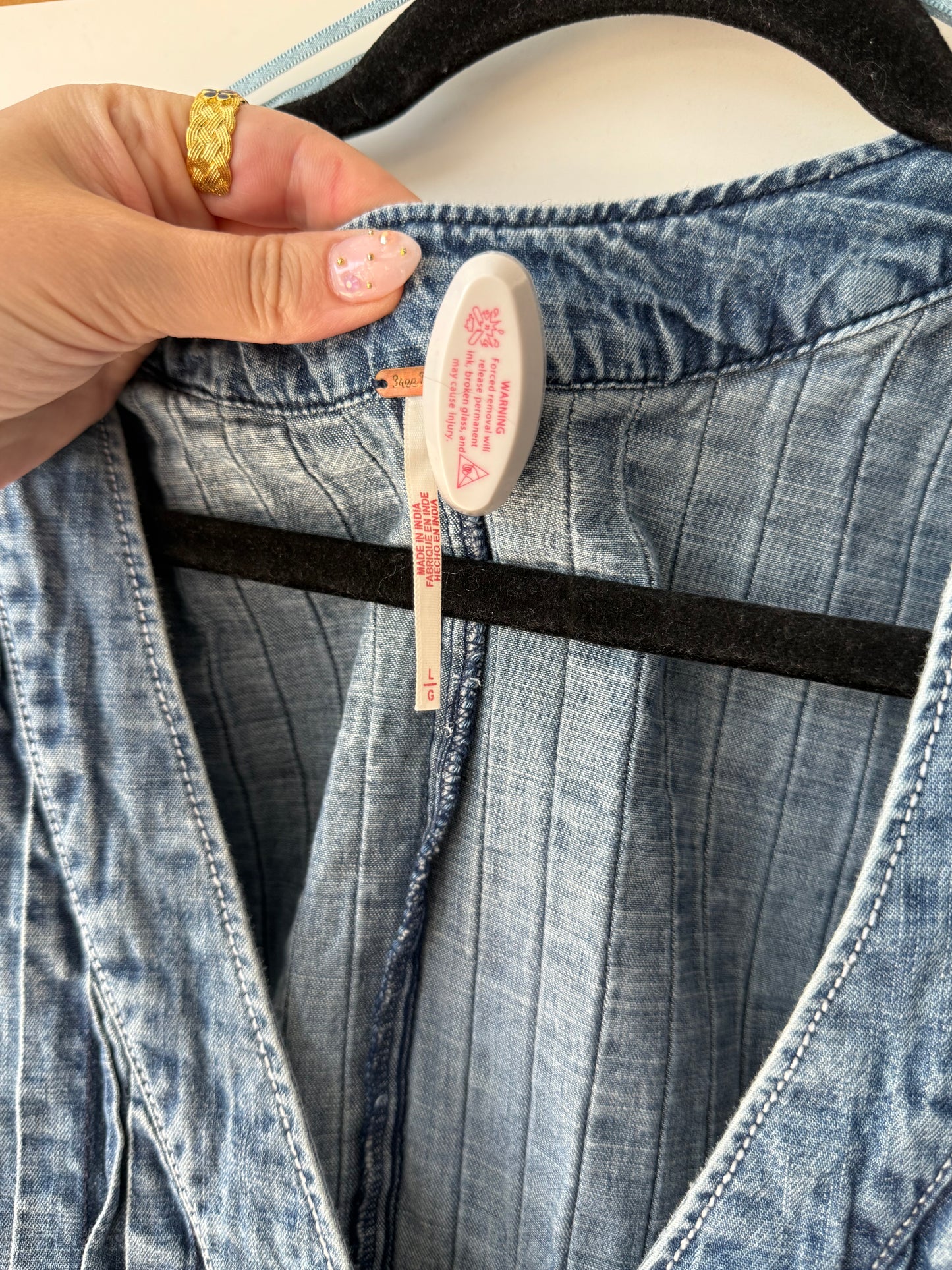 Free People Webster denim romper size large