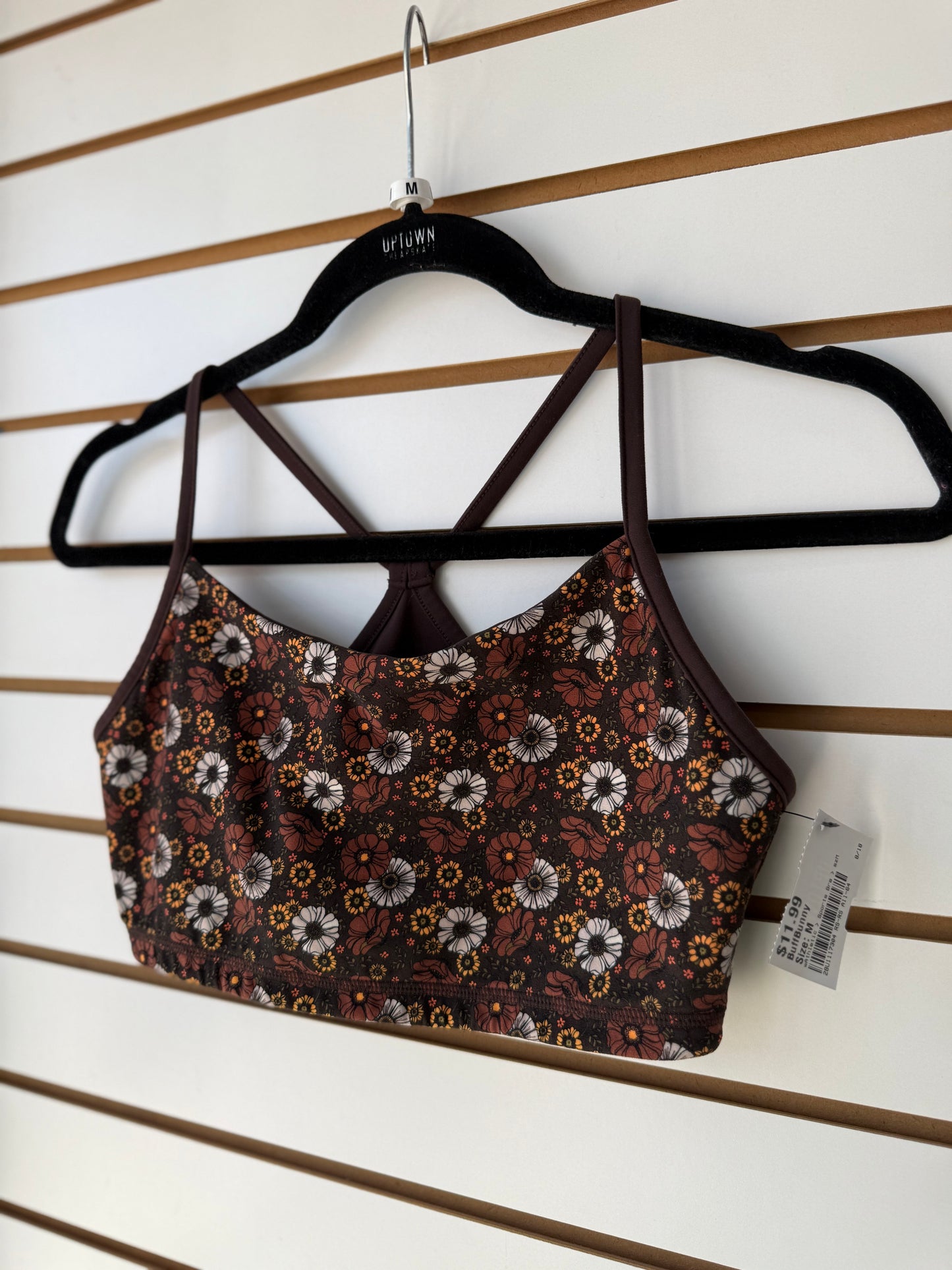 Buff Bunny brown florals sports bra size medium